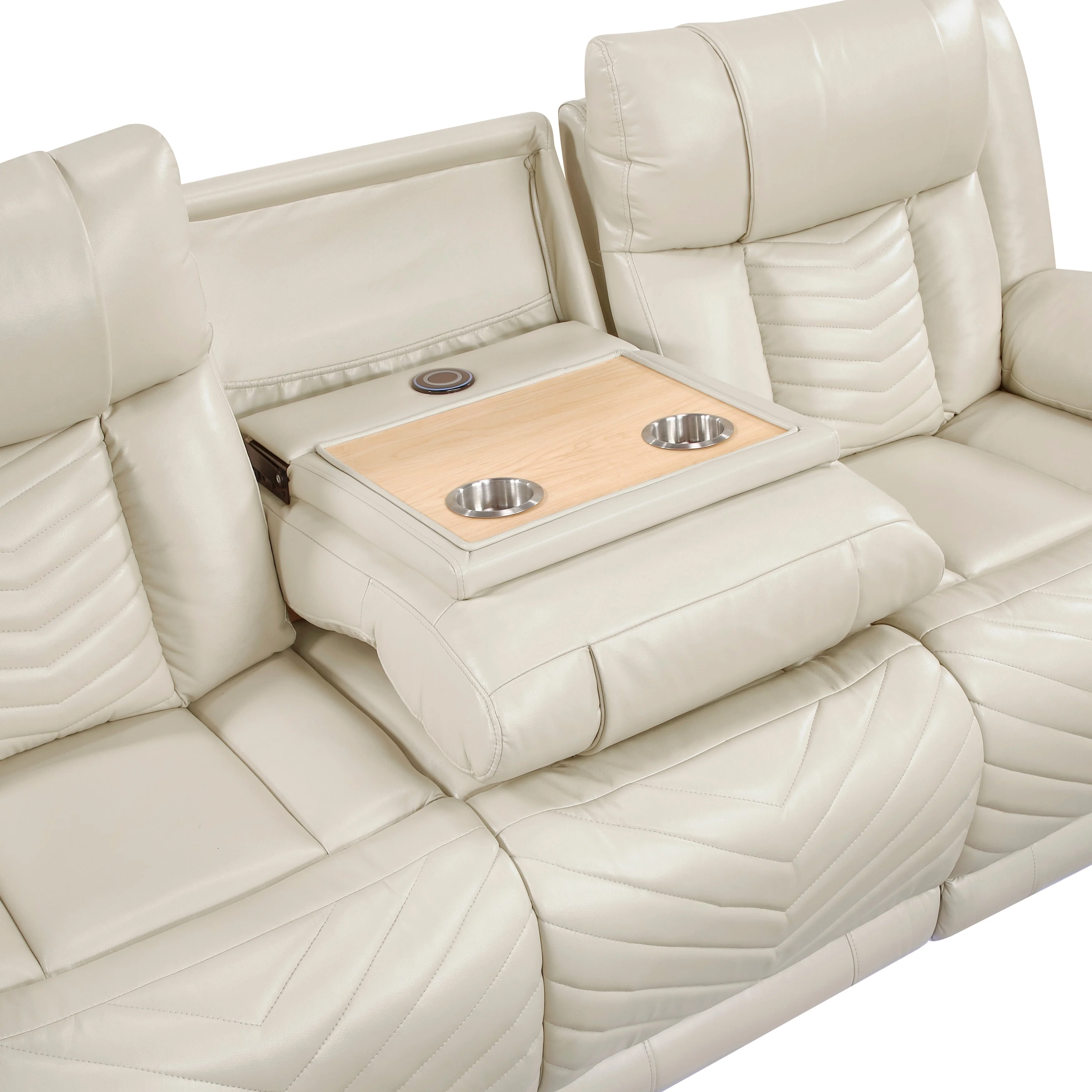 Huron Beige Power Double Reclining Living Room Set - Image 8