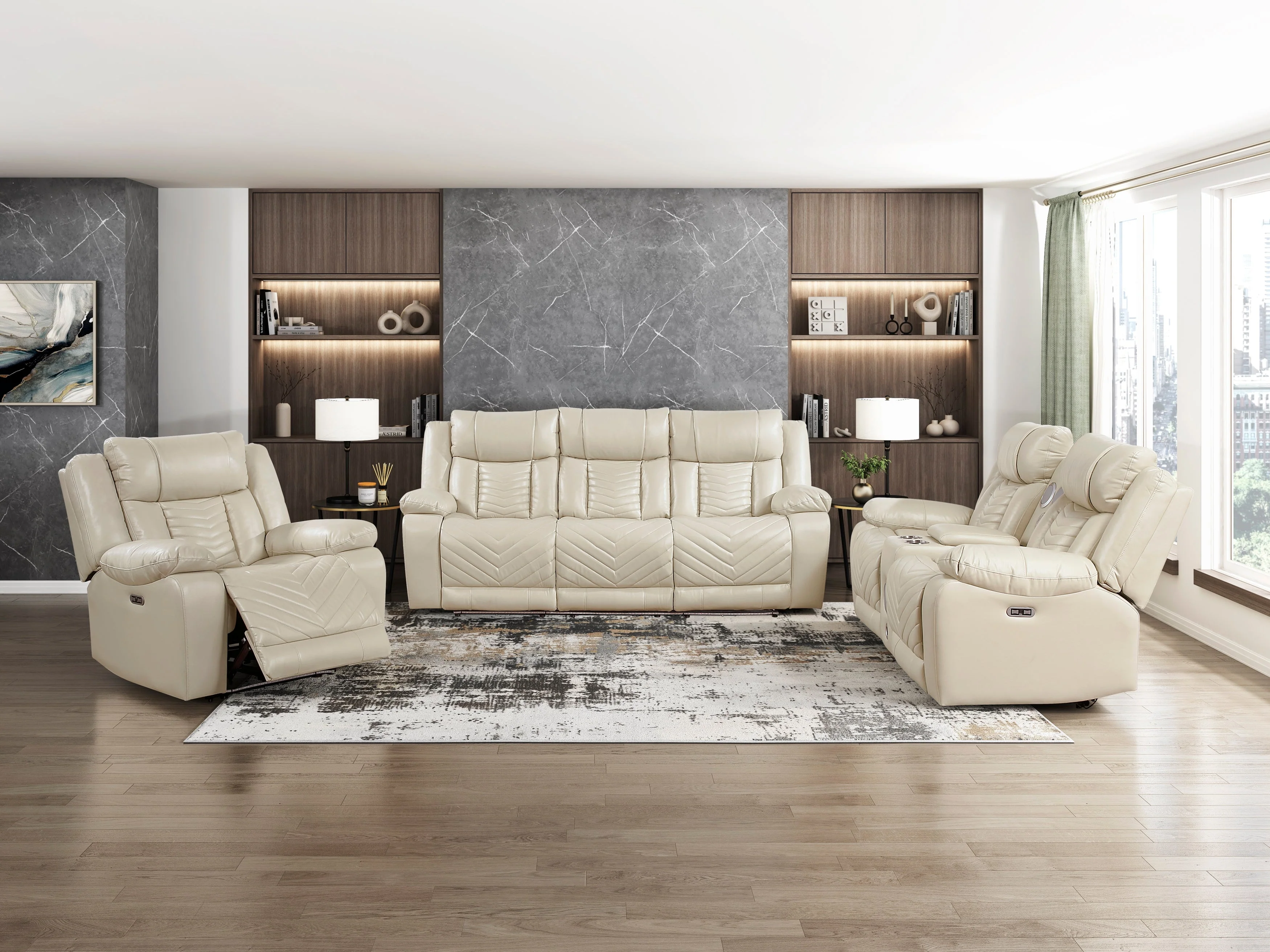 Huron Beige Power Double Reclining Sofa - Image 12