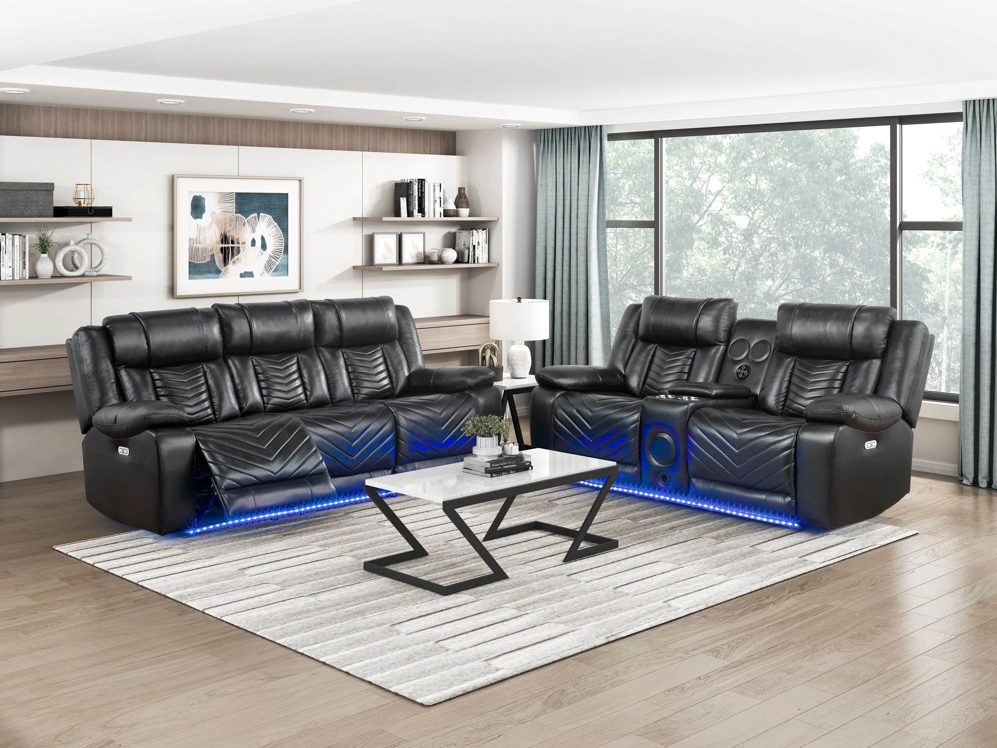Huron Black Power Double Reclining Sofa - Image 4