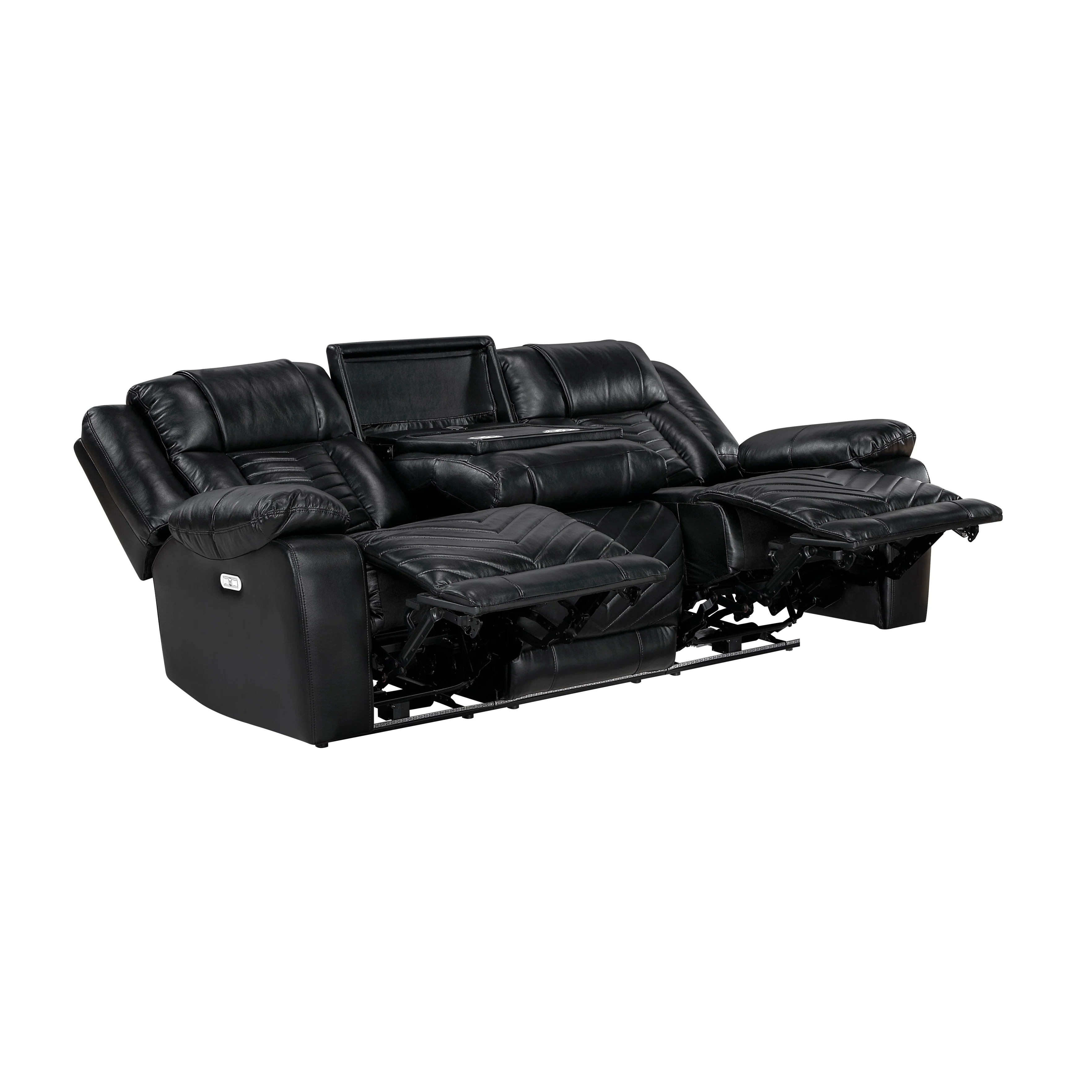 Huron Black Power Double Reclining Sofa - Image 7