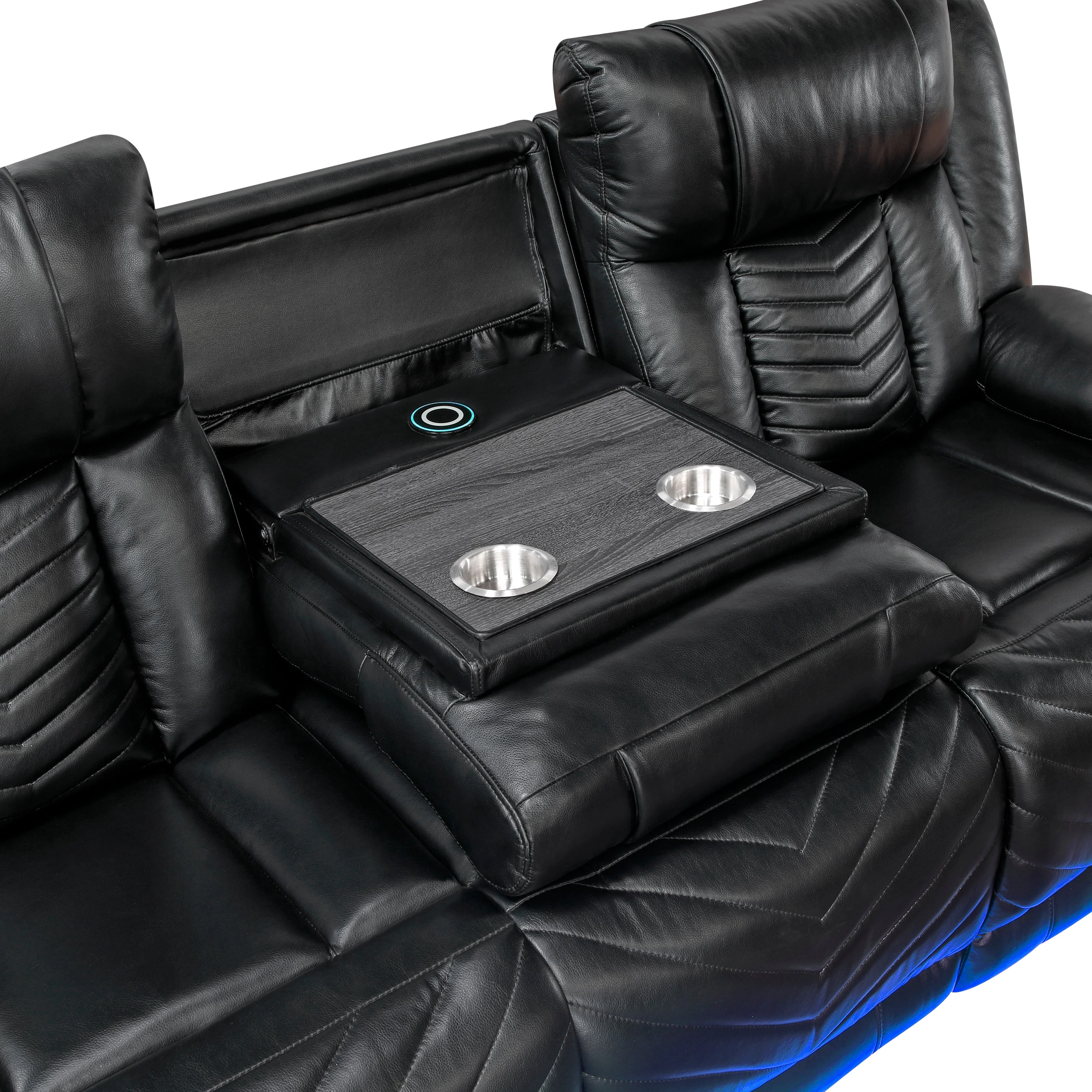 Huron Black Power Double Reclining Sofa - Image 8