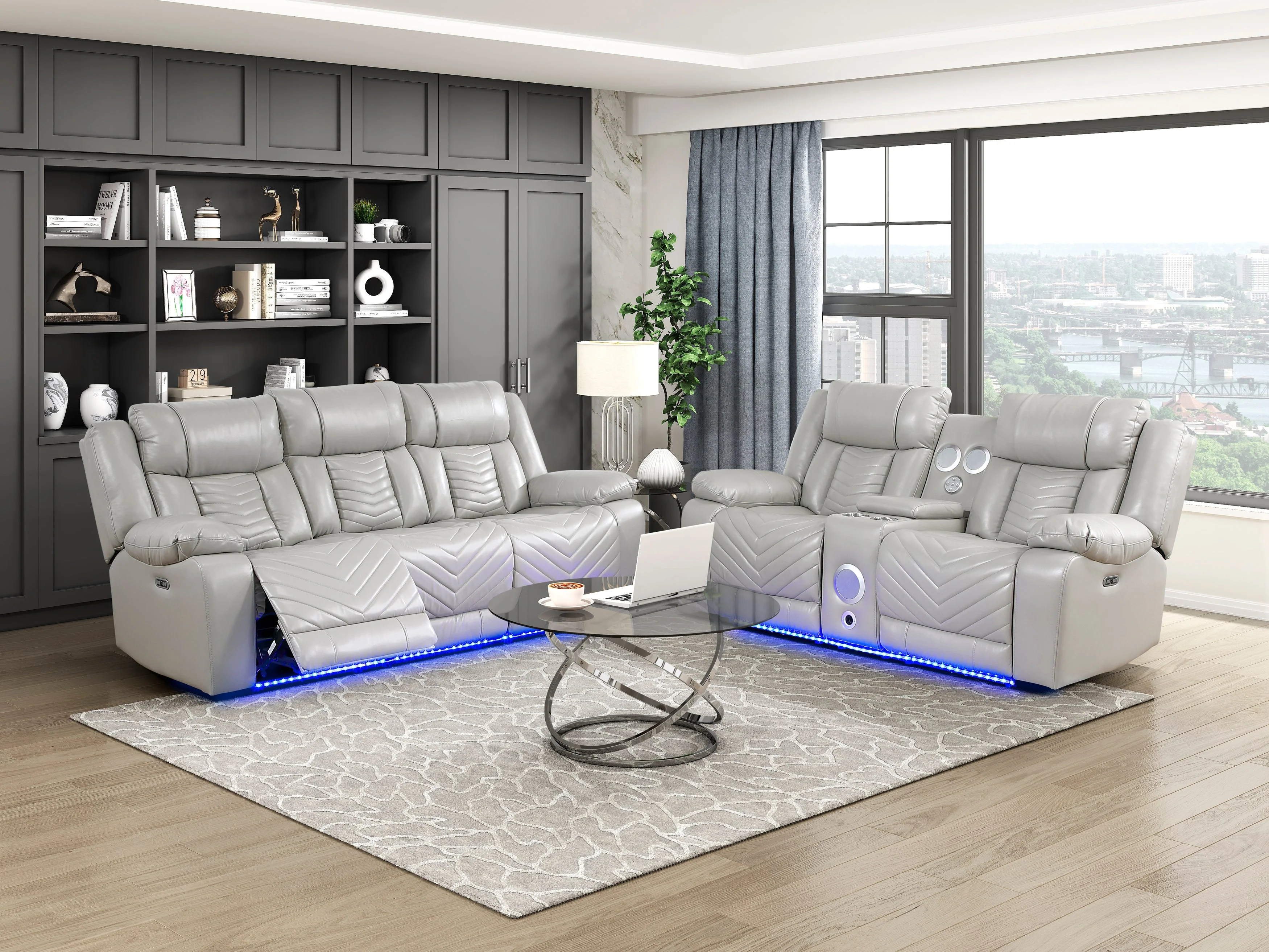 Huron Gray Power Double Reclining Sofa - Image 4