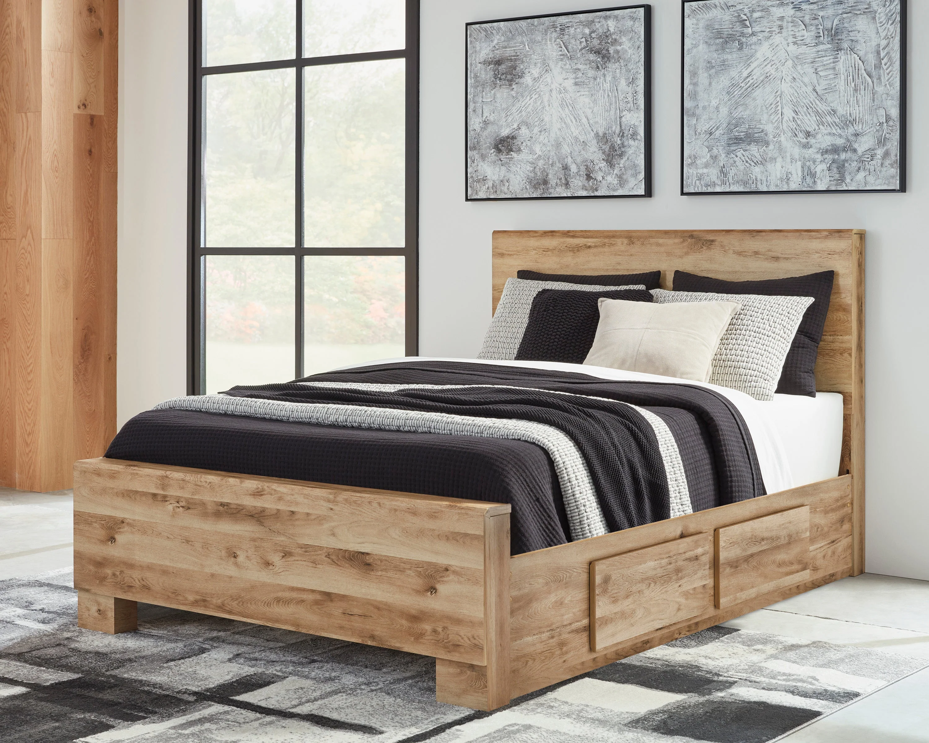 Hyanna Tan Brown Storage Platform Bedroom Set with 4 Drawers - Image 2
