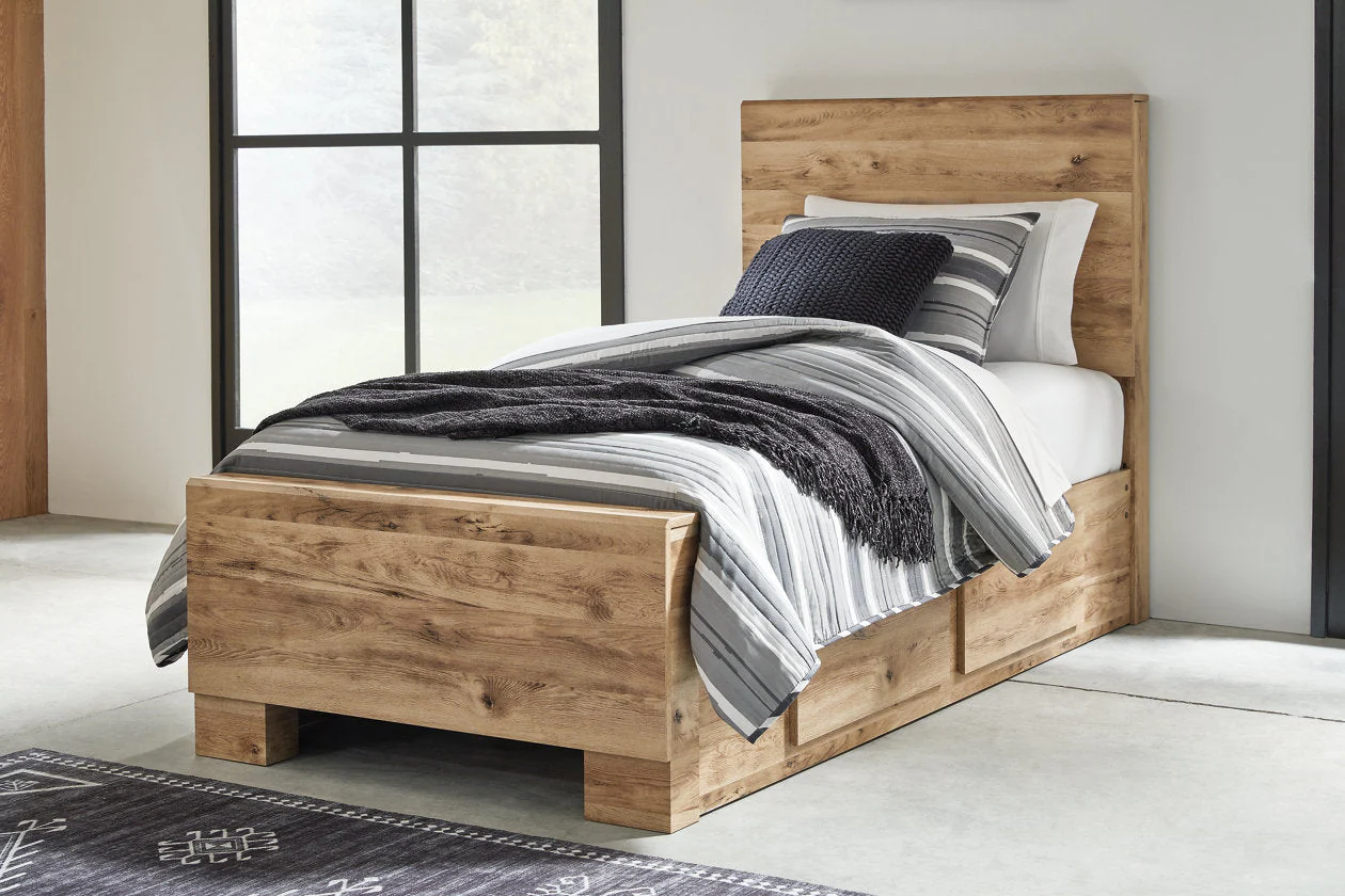 Hyanna Tan Brown Youth Storage Platform Bedroom Set with 4 Drawers - Image 2