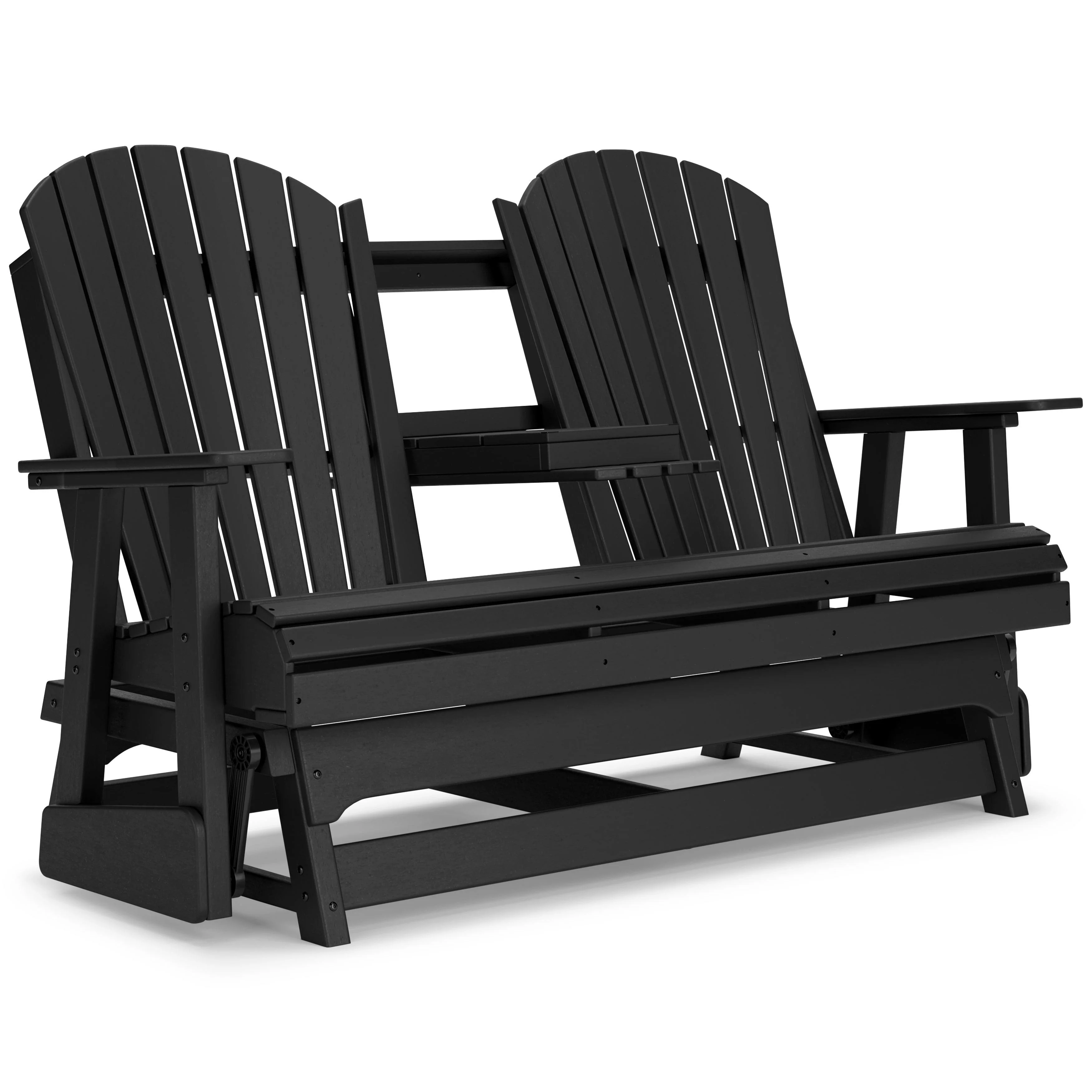 Hyland wave Black Outdoor Glider Loveseat - Image 5