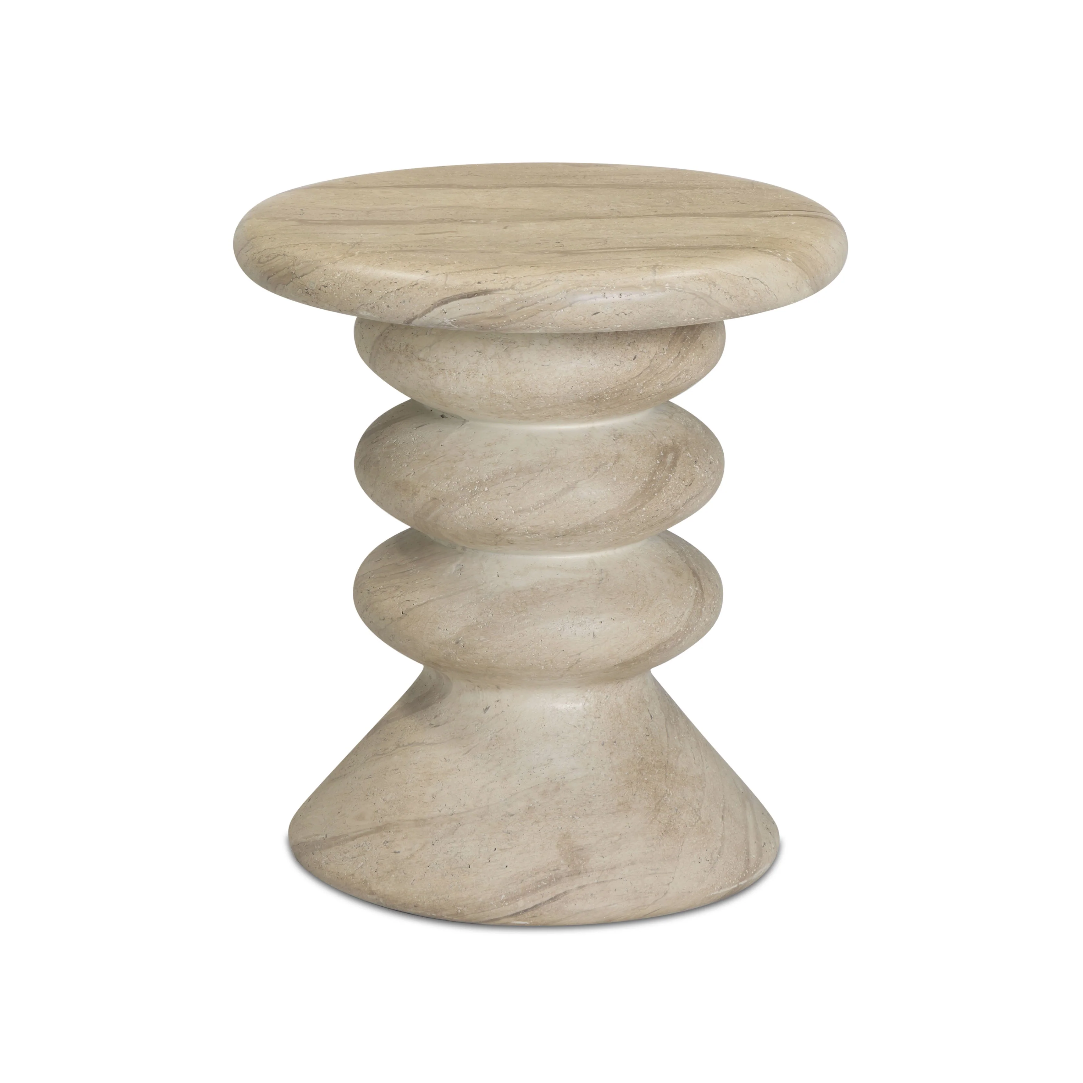 Hyre Faux Travertine Indoor/Outdoor Concrete Side Table - Image 3