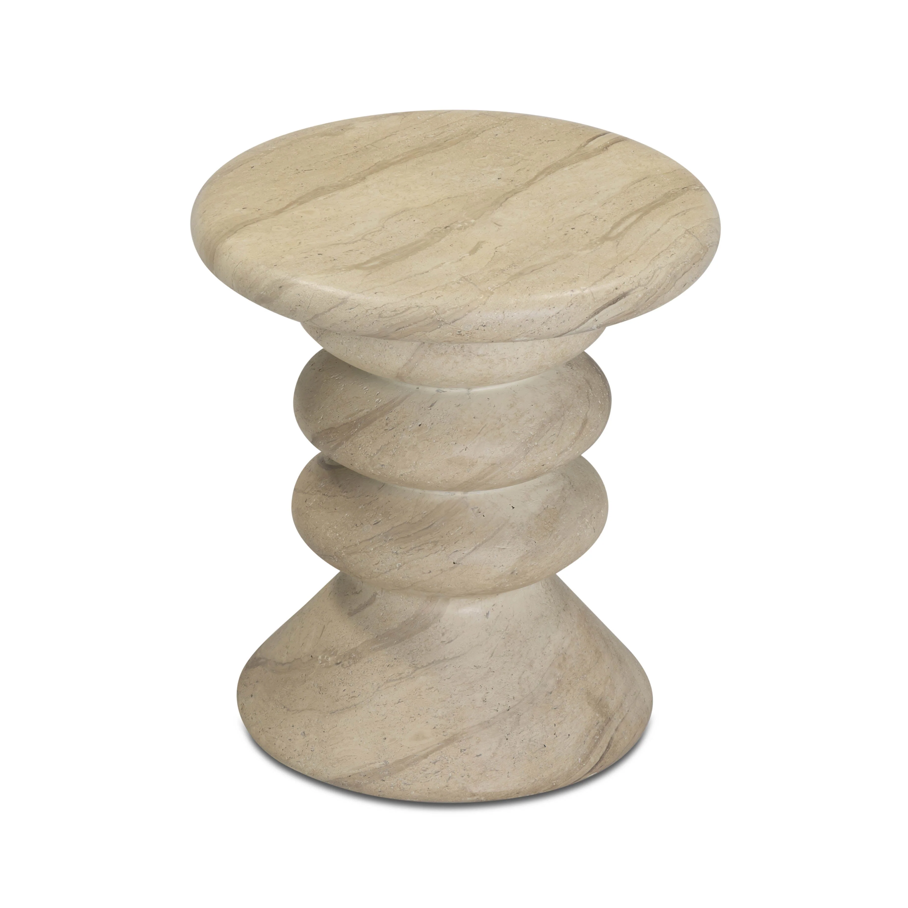 Hyre Faux Travertine Indoor/Outdoor Concrete Side Table - Image 4