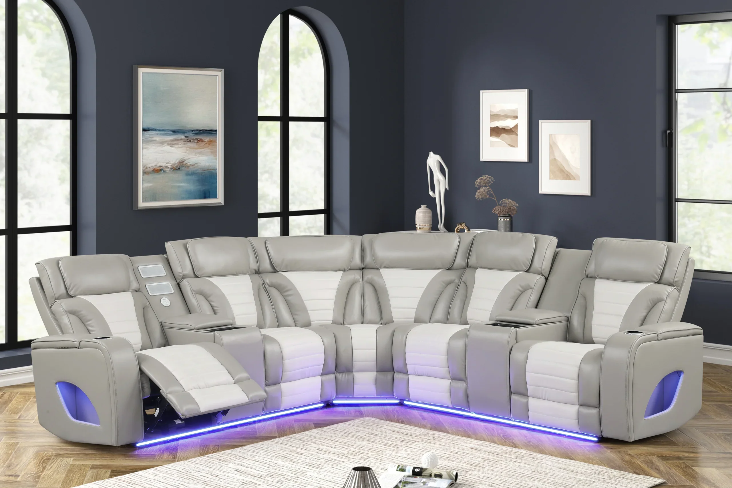 Ibiza Gray Power Reclining Sectional (Power Headrests)