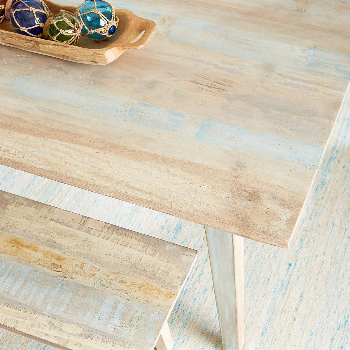 Ibizia 66" Dining Table in Vintage Teal Reclaimed Wood - Image 4