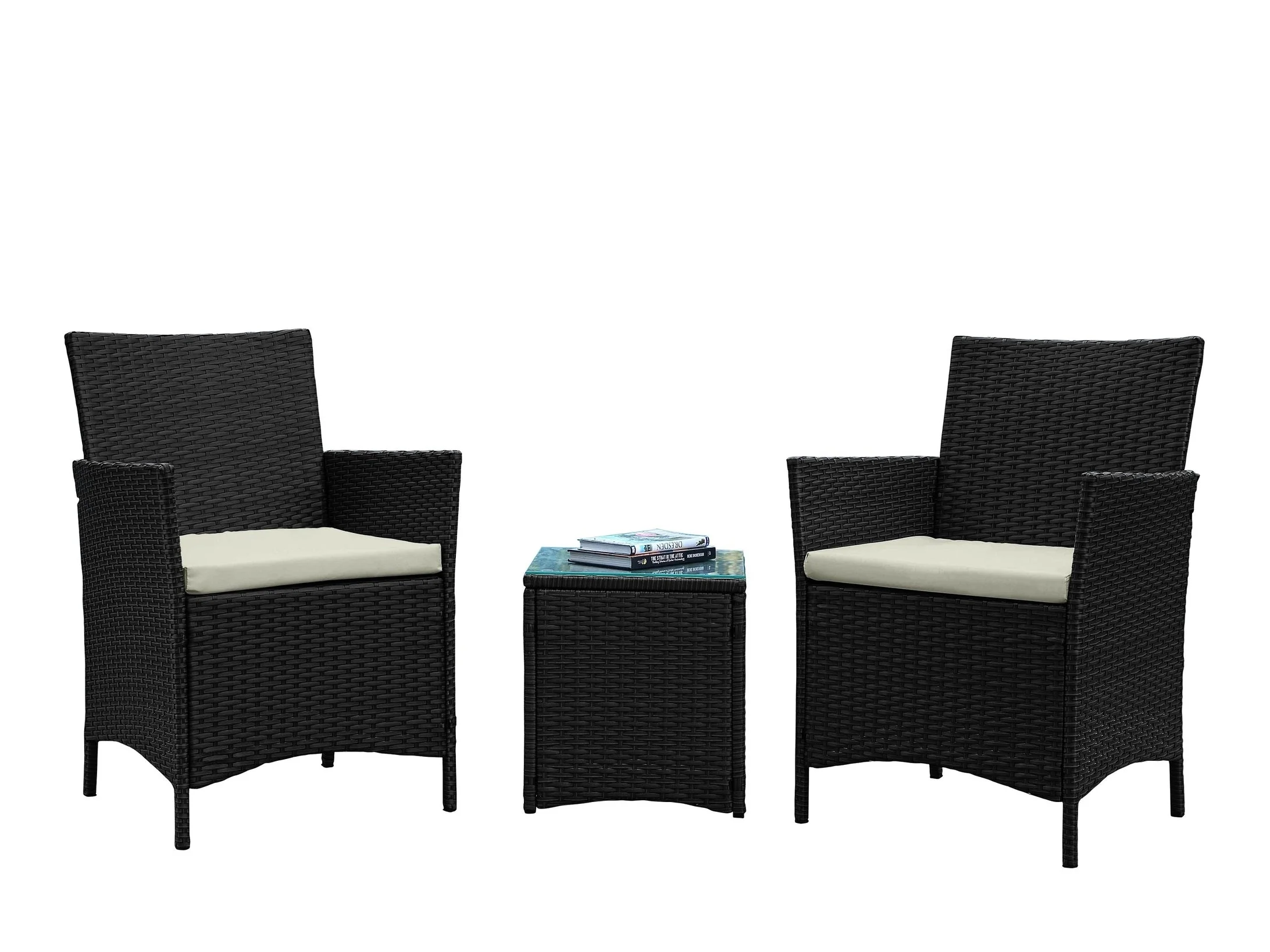 Imperia Patio 2-Person Seating Group with End Table with Cream Cushions
