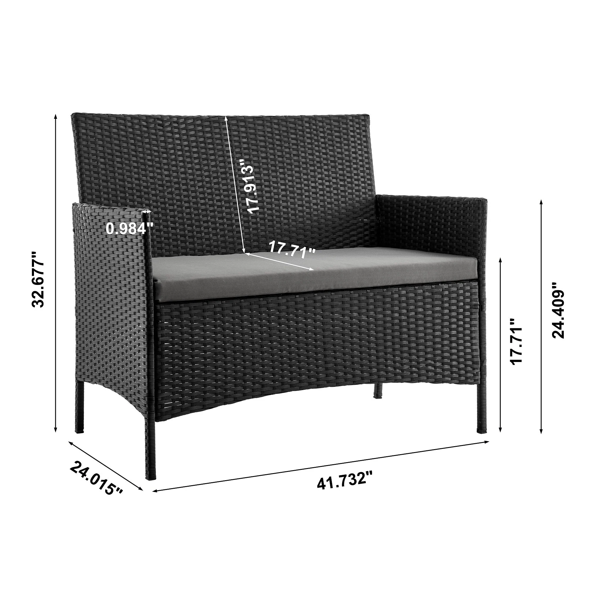 Imperia Patio 4-Person Conversation Set with Coffee Table with Grey Cushions - Image 3