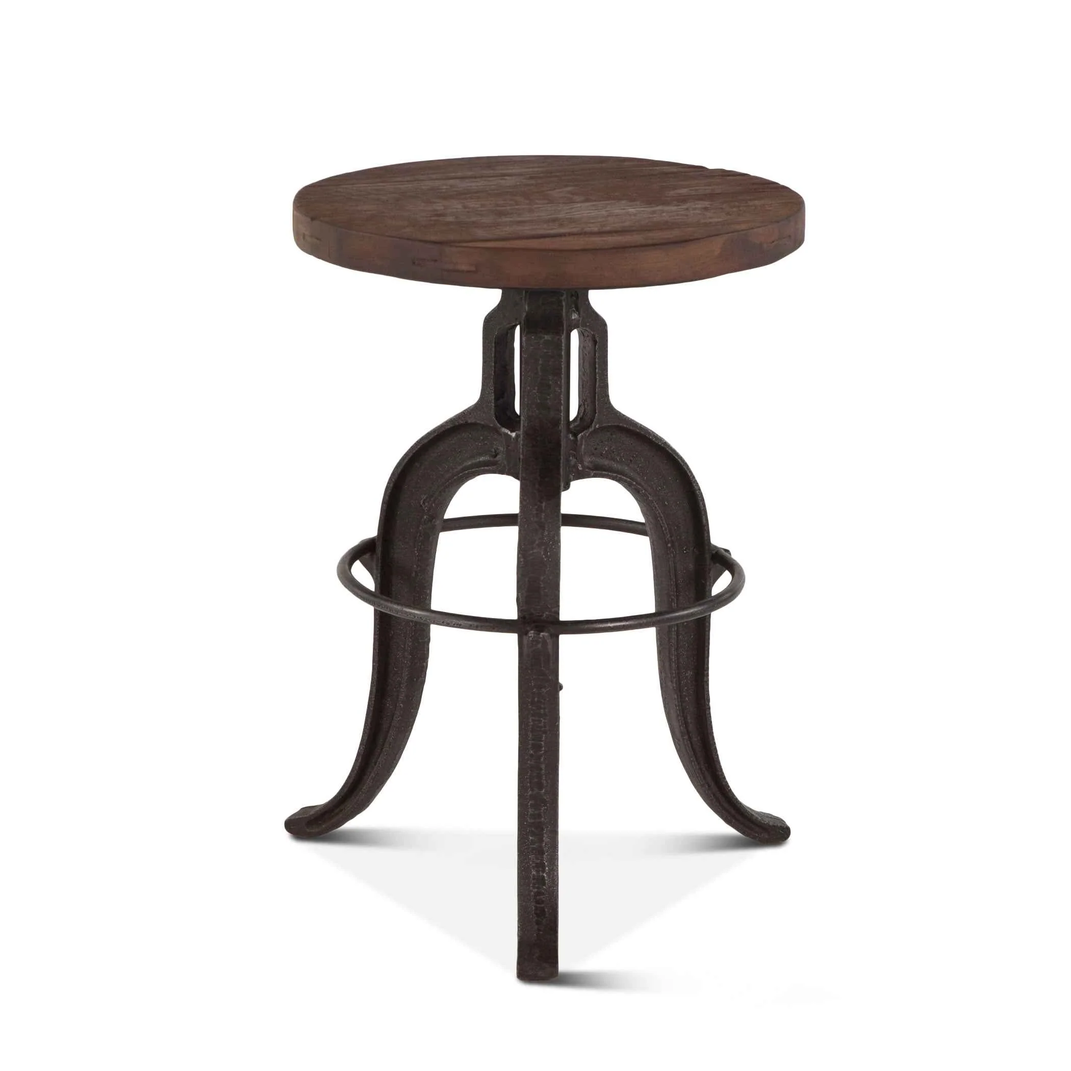 Industrial Teak 16" Adjustable Stool in Natural Reclaimed Wood - Image 3