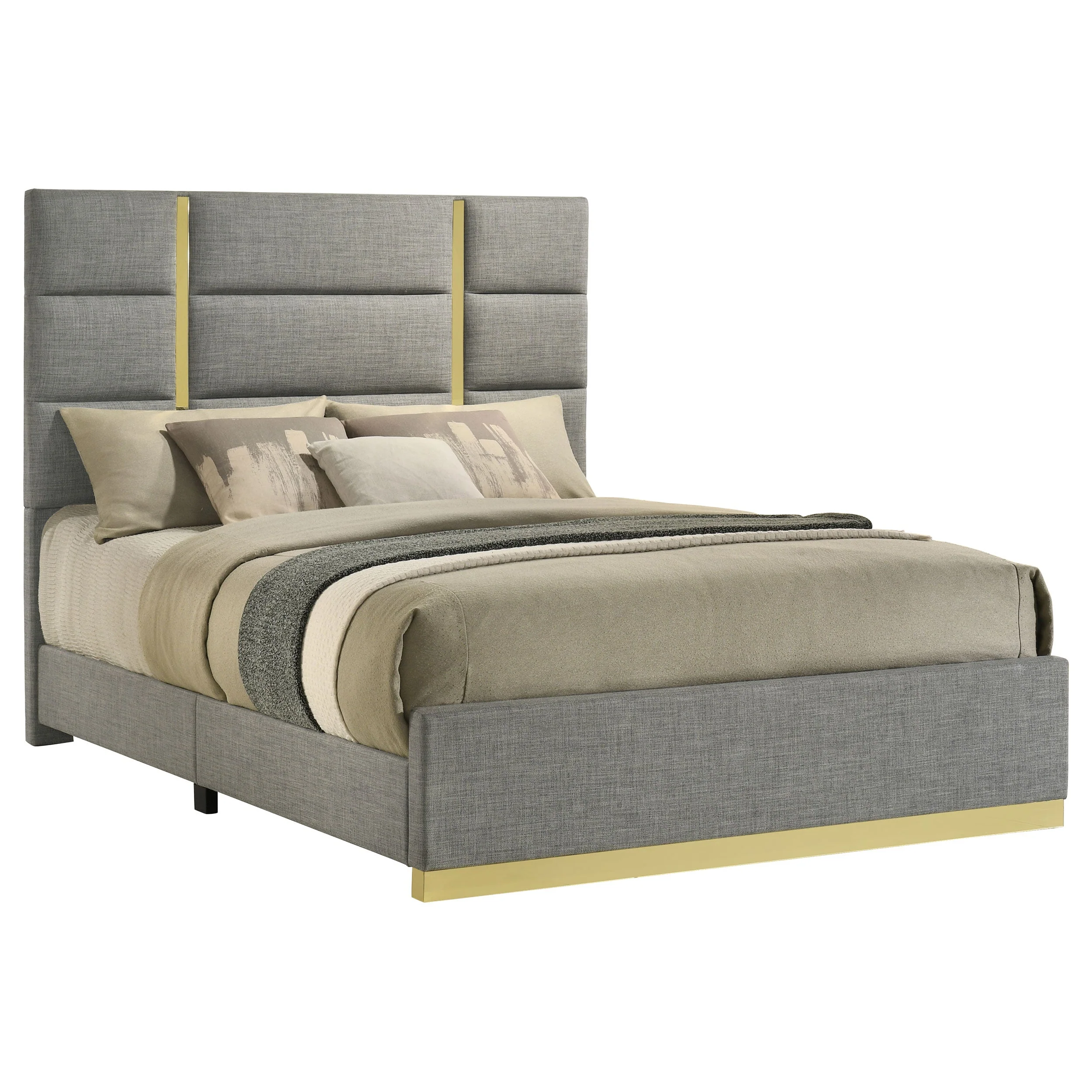Ines Grey 52-inch Fabric Upholstered Queen Panel Bed - Image 2