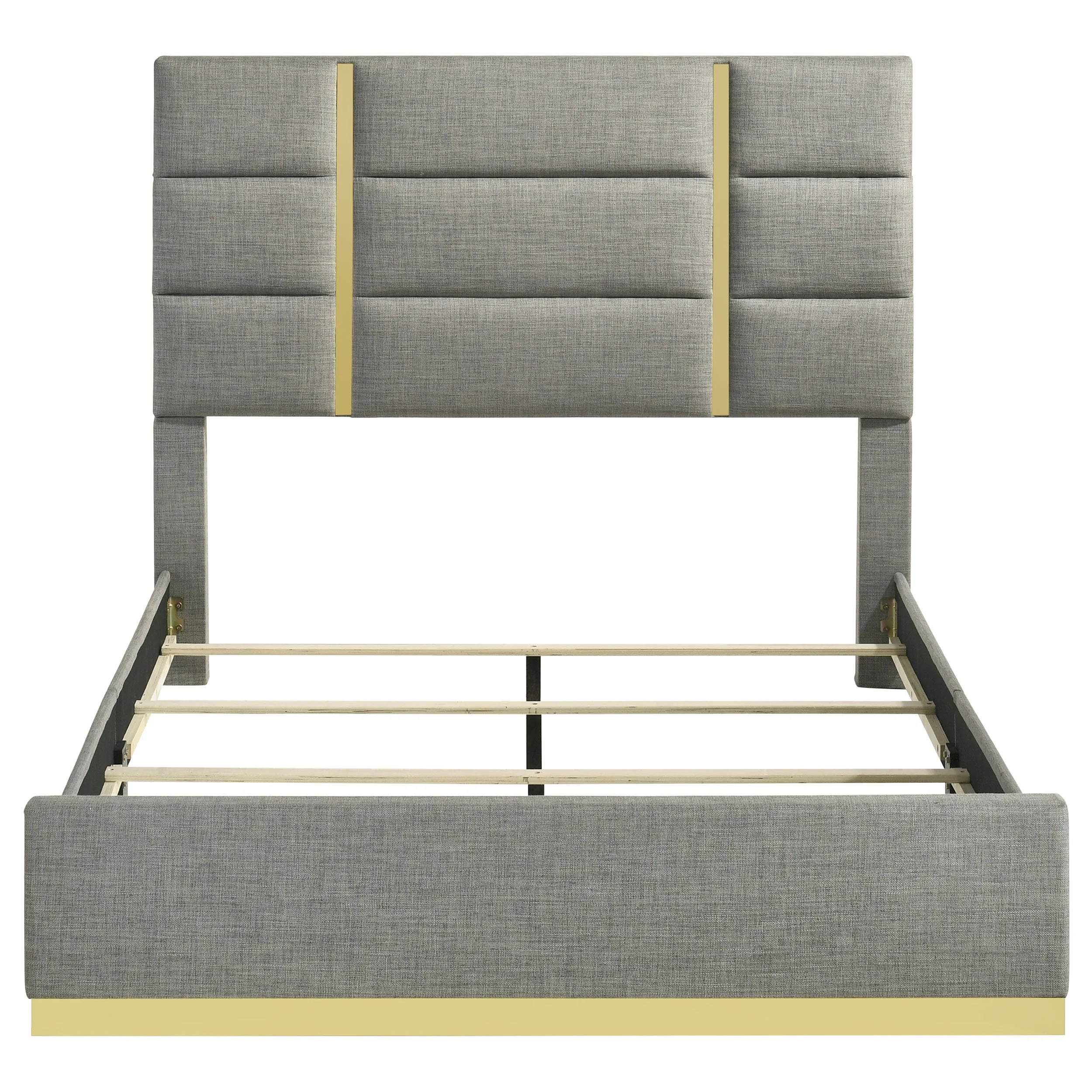 Ines Grey 52-inch Fabric Upholstered Queen Panel Bed - Image 4