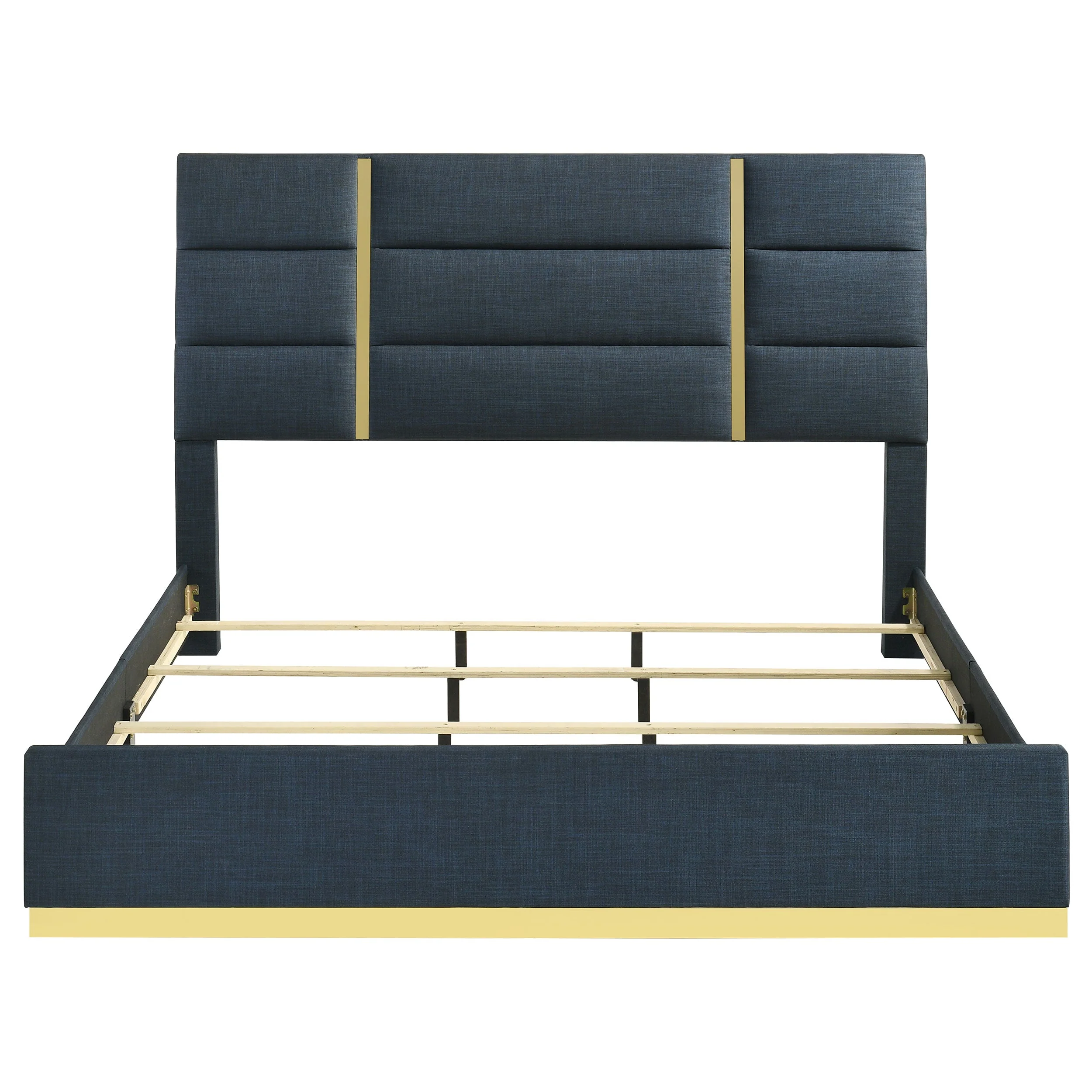 Ines Navy 52-inch Fabric Upholstered Queen Panel Bed - Image 4