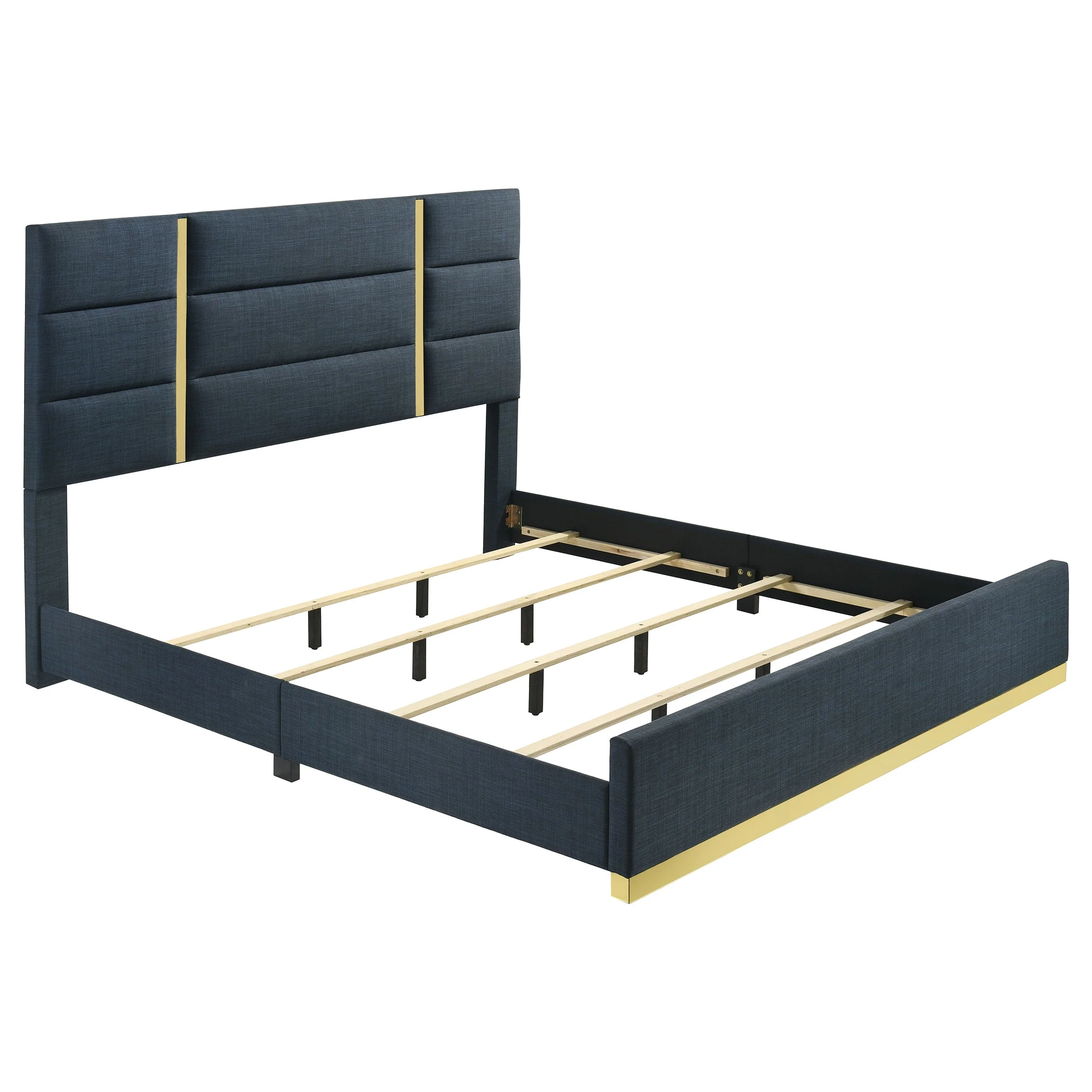 Ines Navy/White High Gloss 4-piece Eastern King Bedroom Set - Image 3