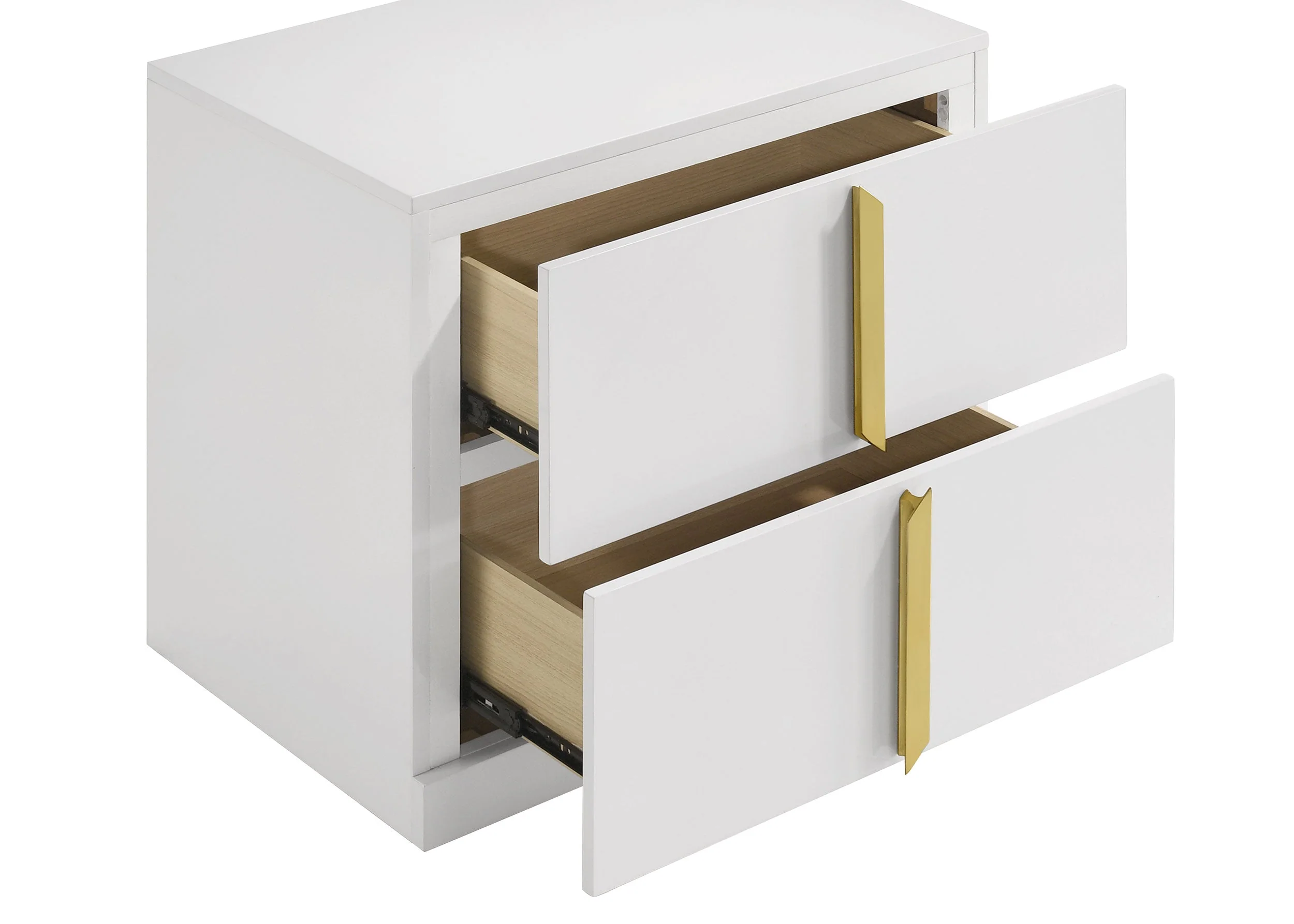 Ines White High Gloss 2-drawer Nightstand Bedside Table - Image 7