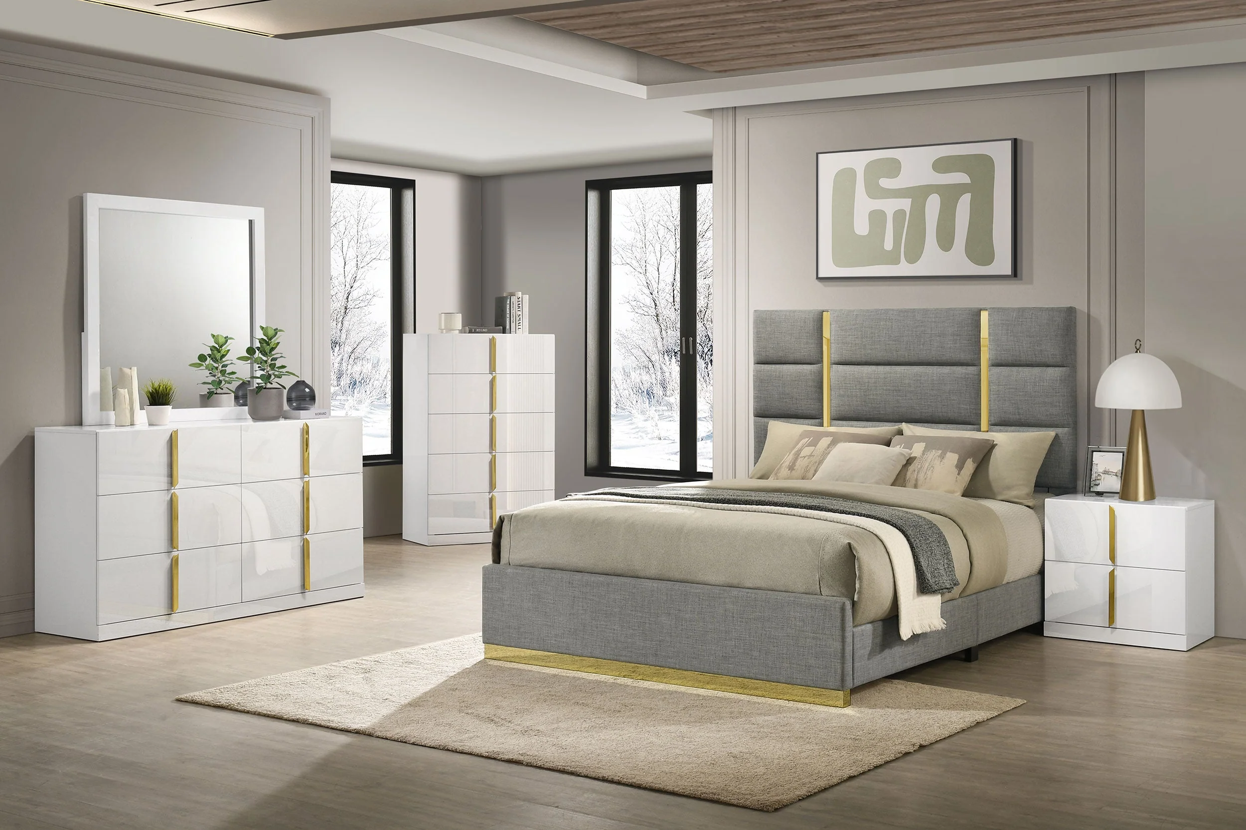 Ines White High Gloss 5-drawer Bedroom Chest of Drawers - Image 11