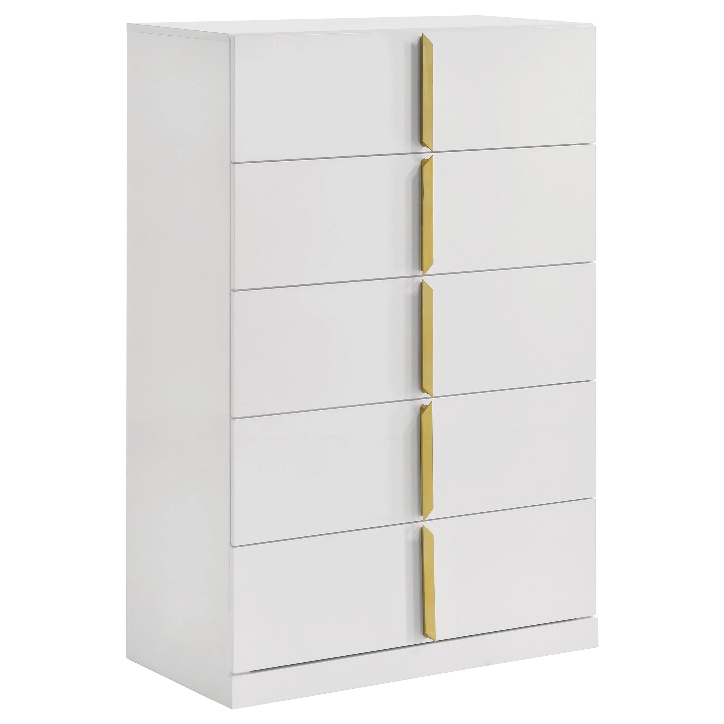 Ines White High Gloss 5-drawer Bedroom Chest of Drawers - Image 2