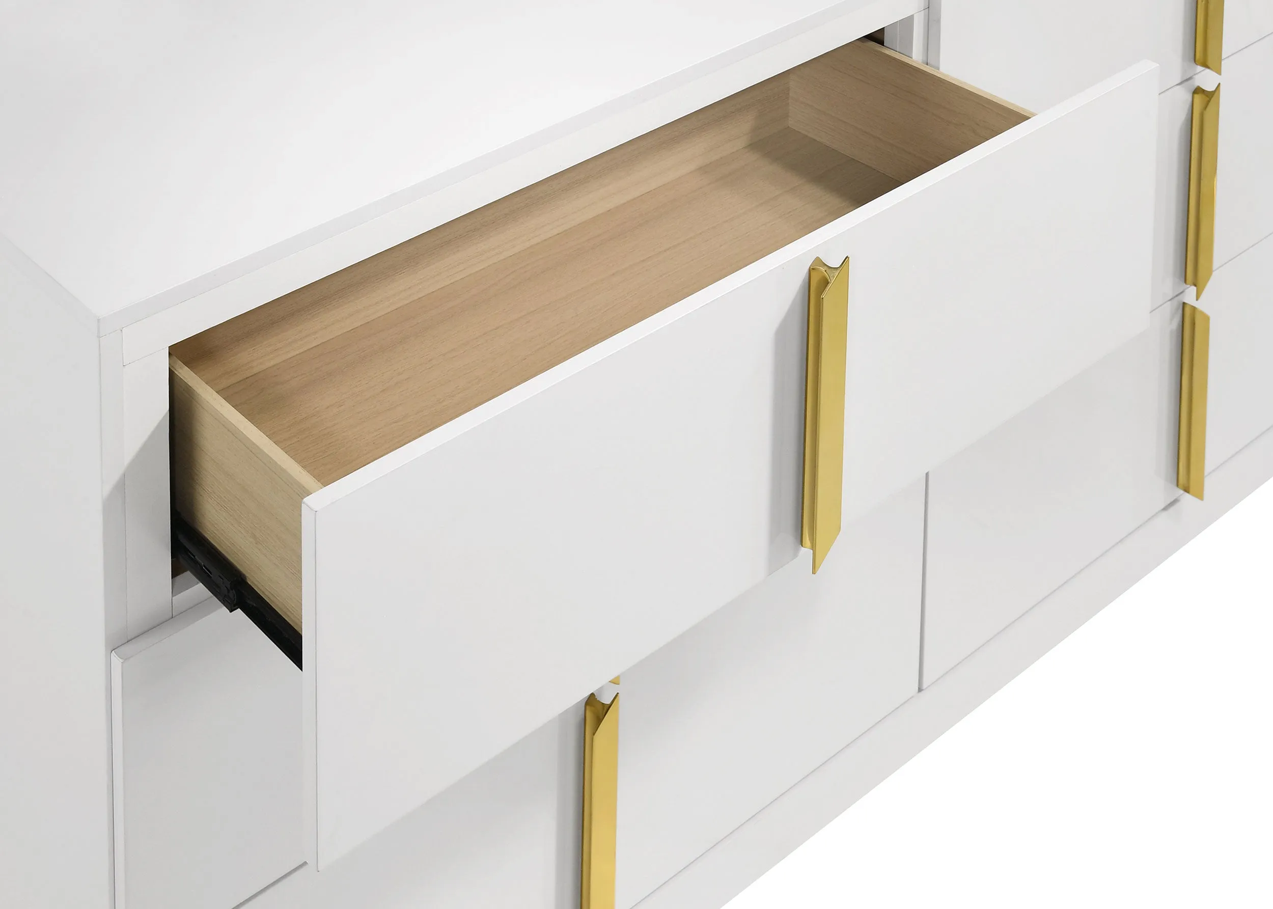 Ines White High Gloss 6-drawer Bedroom Dresser Cabinet - Image 7