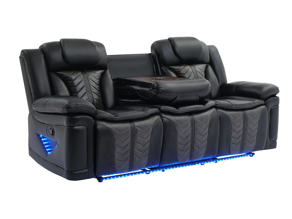 Innova Black 3-Piece Reclining Living Room Set - Image 5
