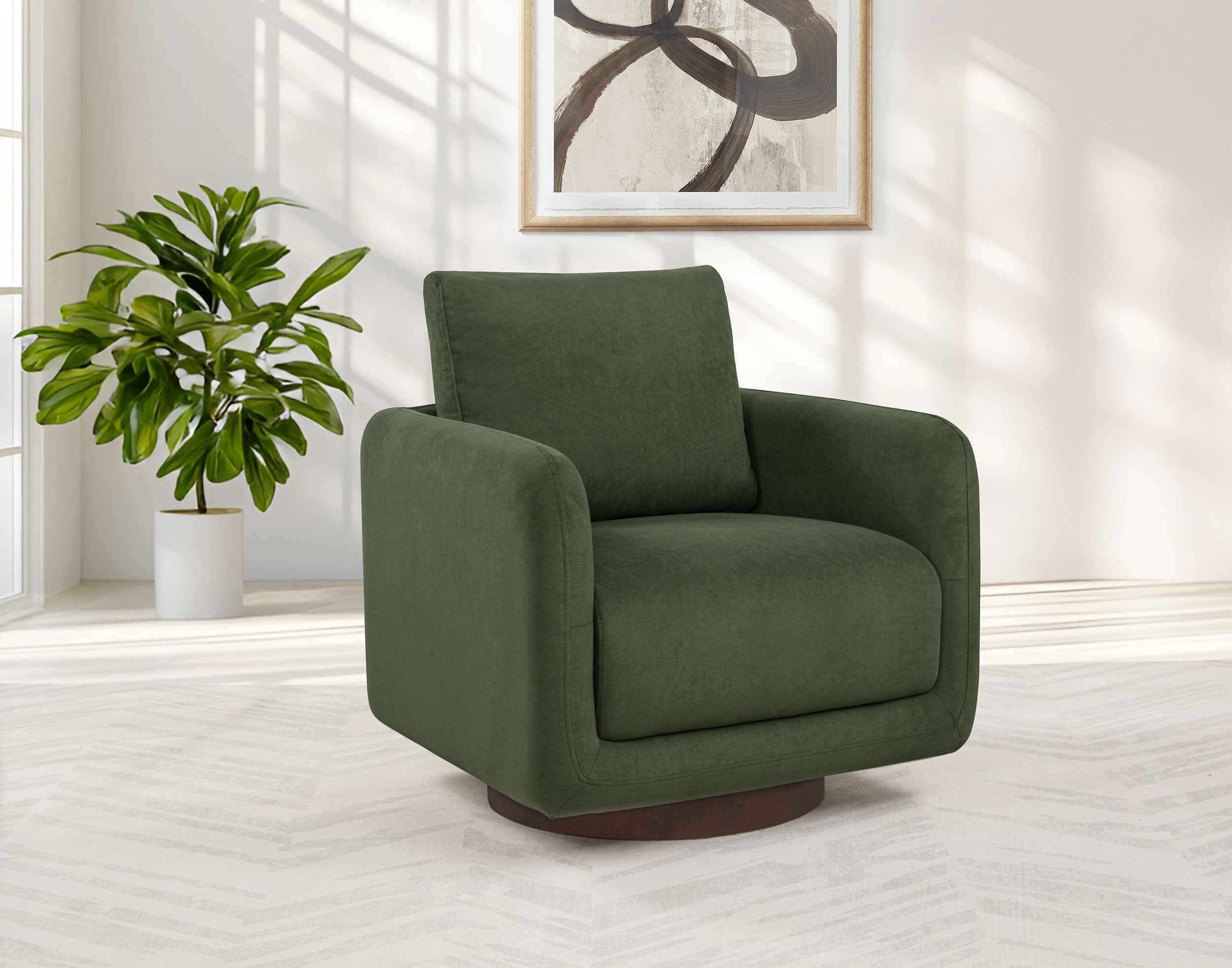 Iris Matcha Fabric Upholstered Swivel Accent Chair