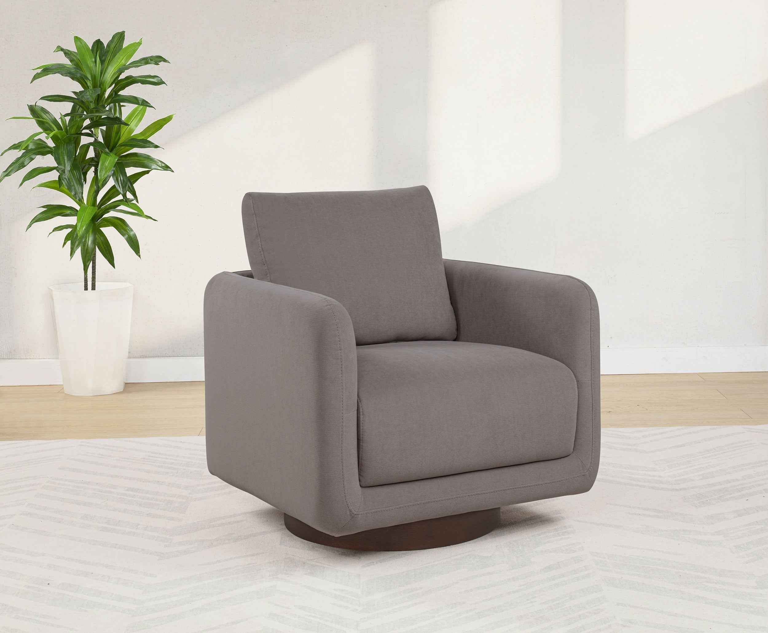 Iris Stone Fabric Upholstered Swivel Accent Chair