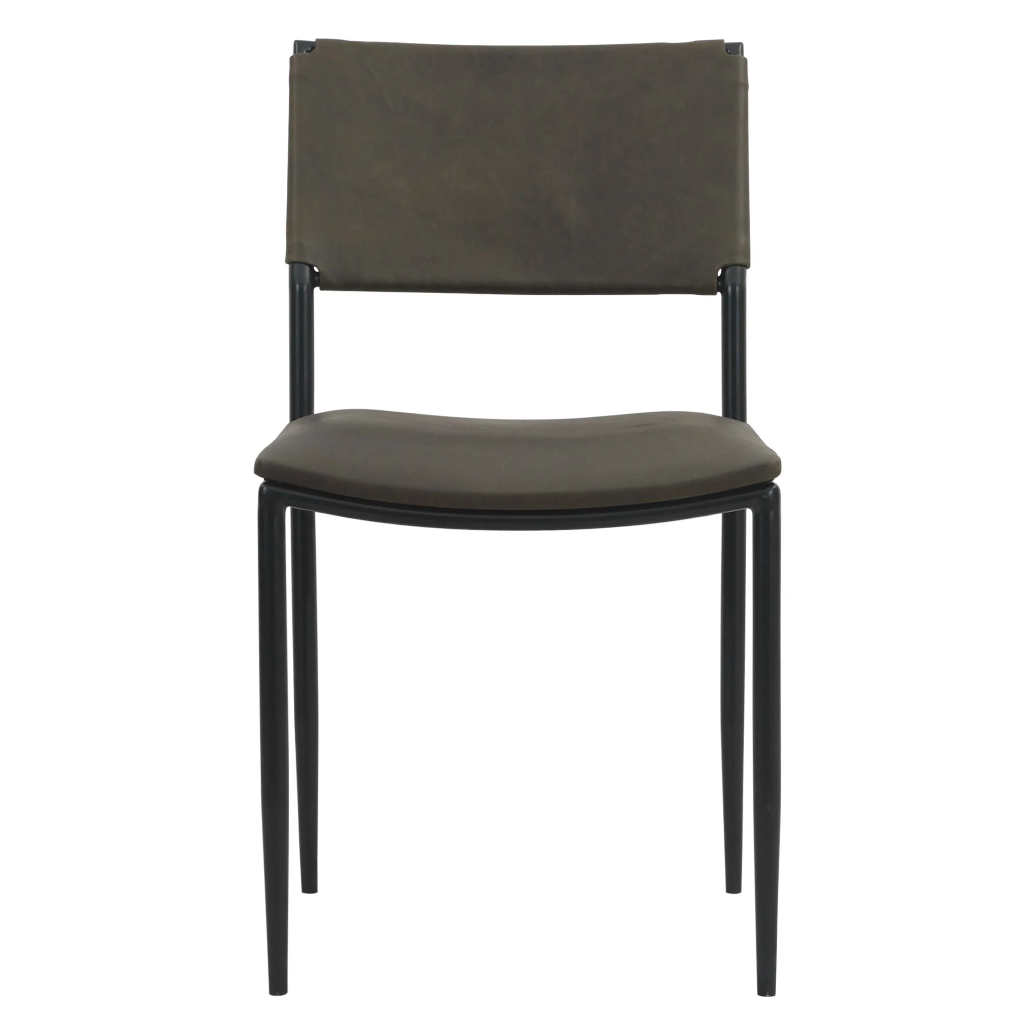 Irvine 18" Dining Chair Olive Green Leather and Iron, Set of 2 - Image 2