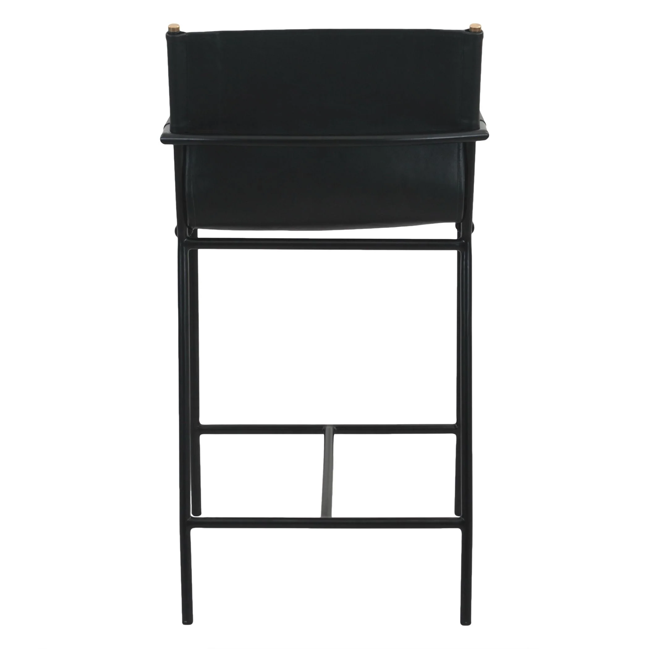 Irvine 20" Counter Armchair in Black Leather and Iron - Image 4