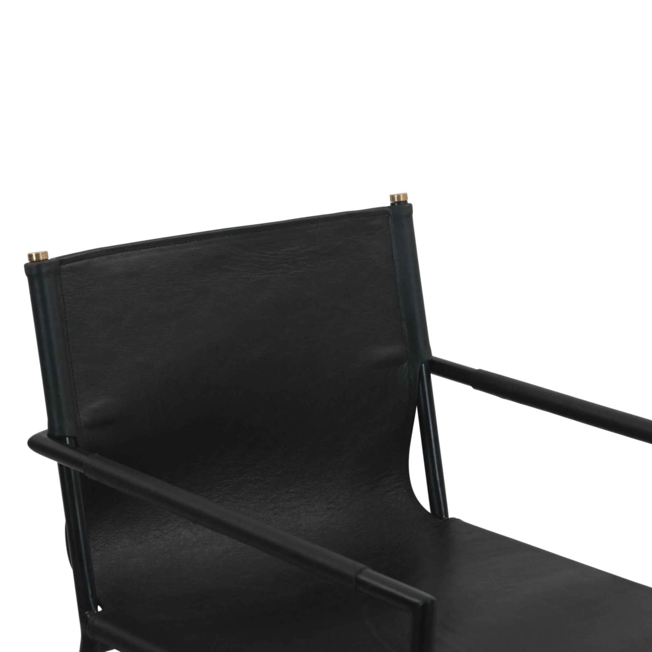 Irvine 20" Counter Armchair in Black Leather and Iron - Image 5