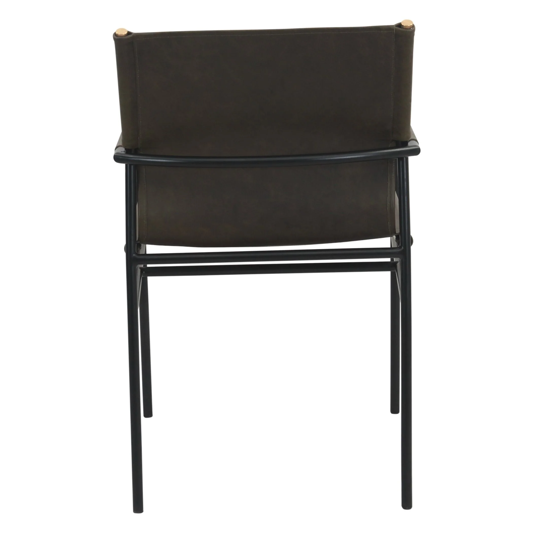Irvine 20" Dining Armchair Olive Green Leather and Iron - Image 5
