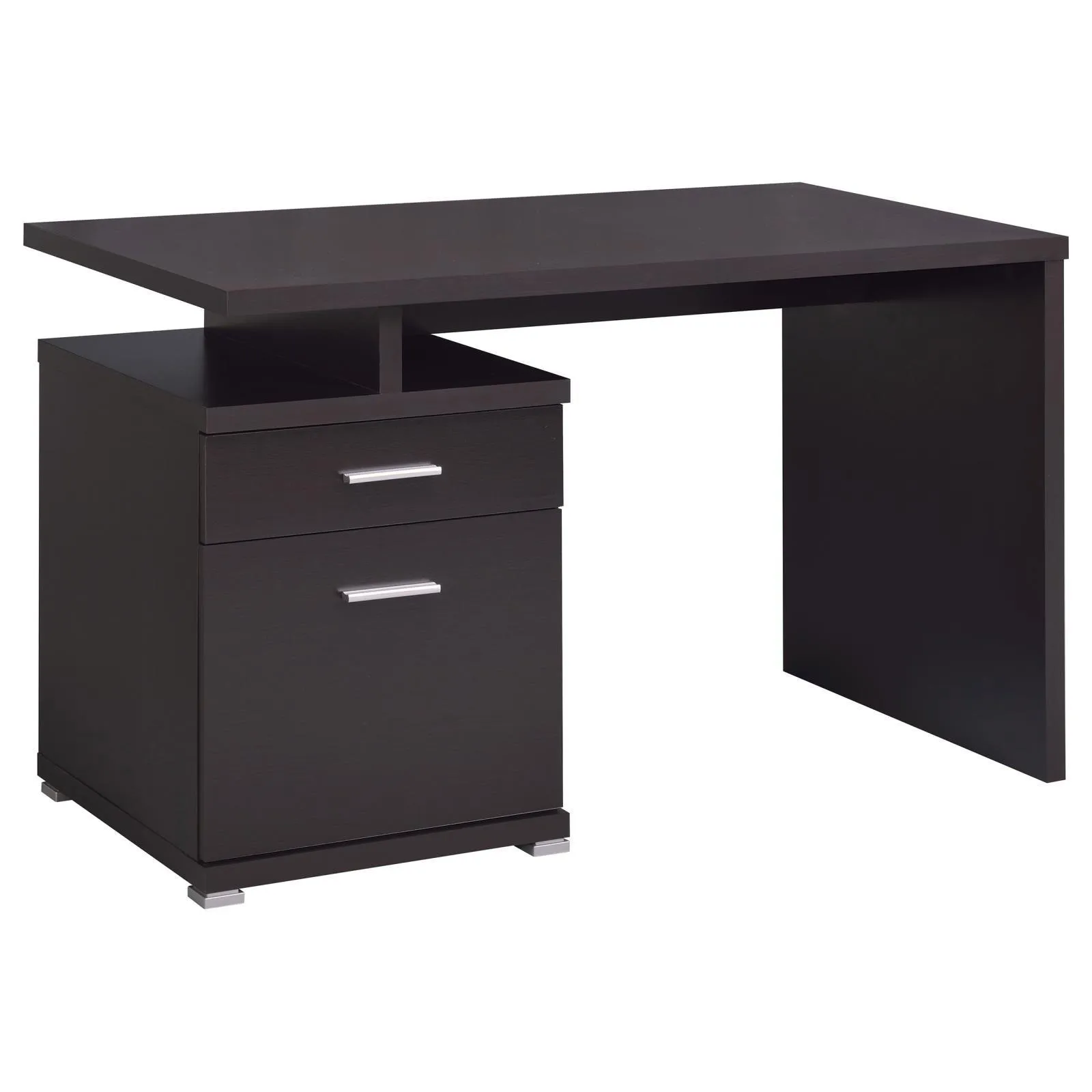 Irving Cappuccino 2-Drawer Office Desk with Cabinet - Image 2