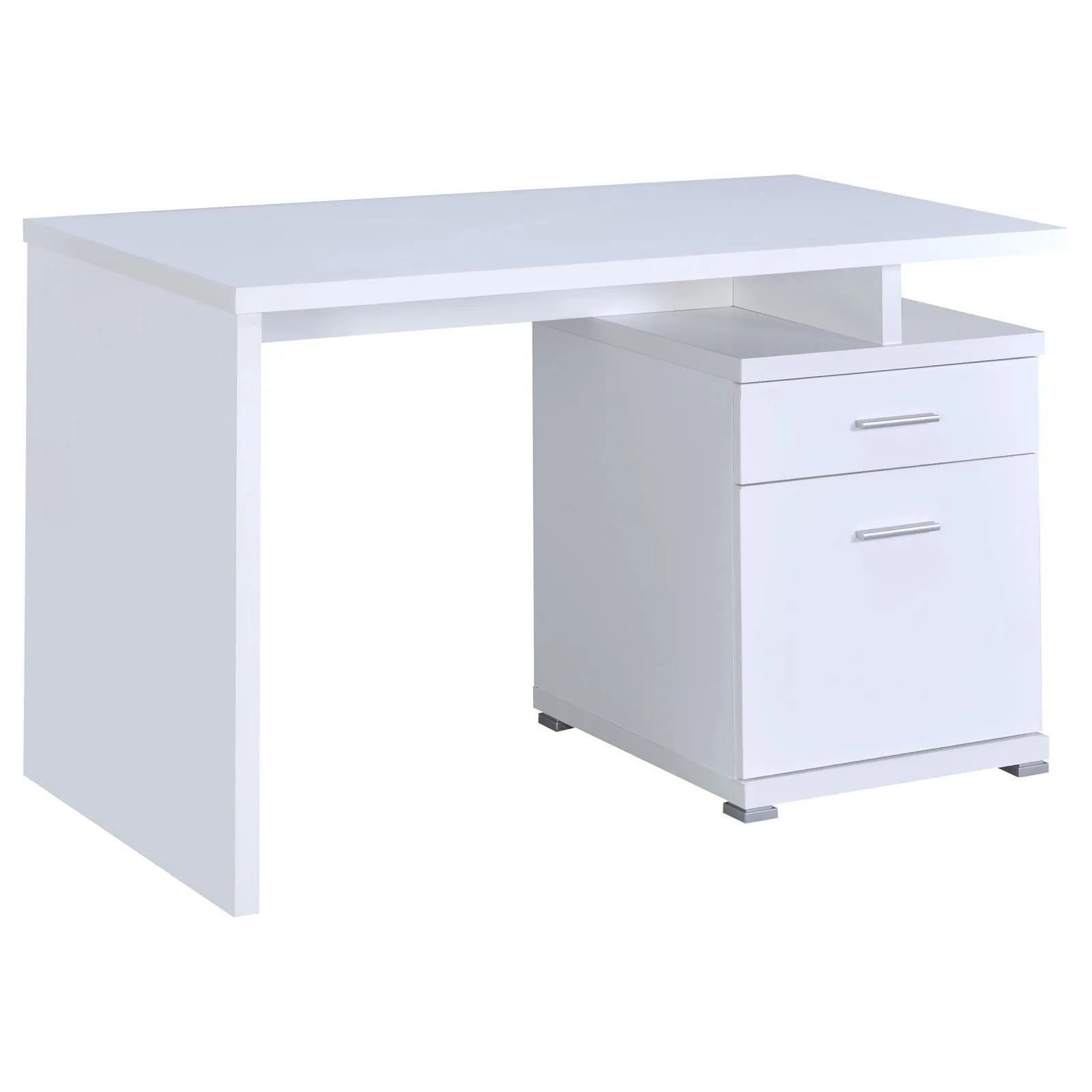 Irving White 2-Drawer Office Desk with Cabinet - Image 3