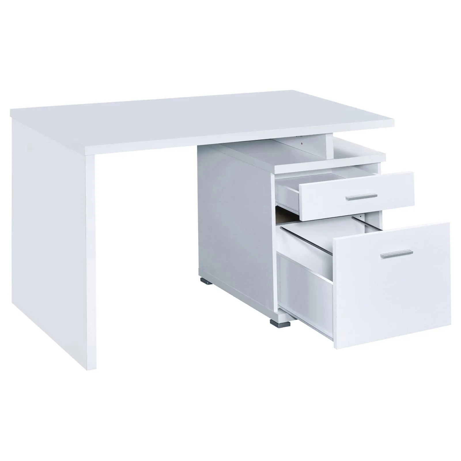 Irving White 2-Drawer Office Desk with Cabinet - Image 4