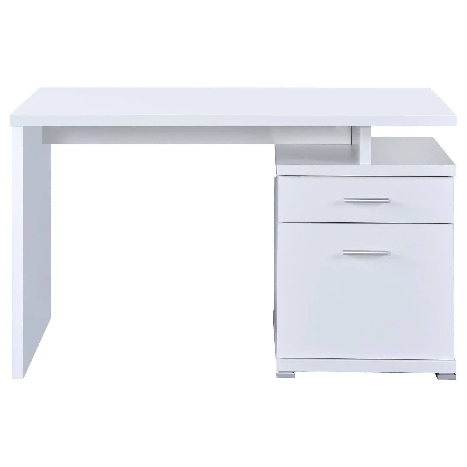 Irving White 2-Drawer Office Desk with Cabinet - Image 5