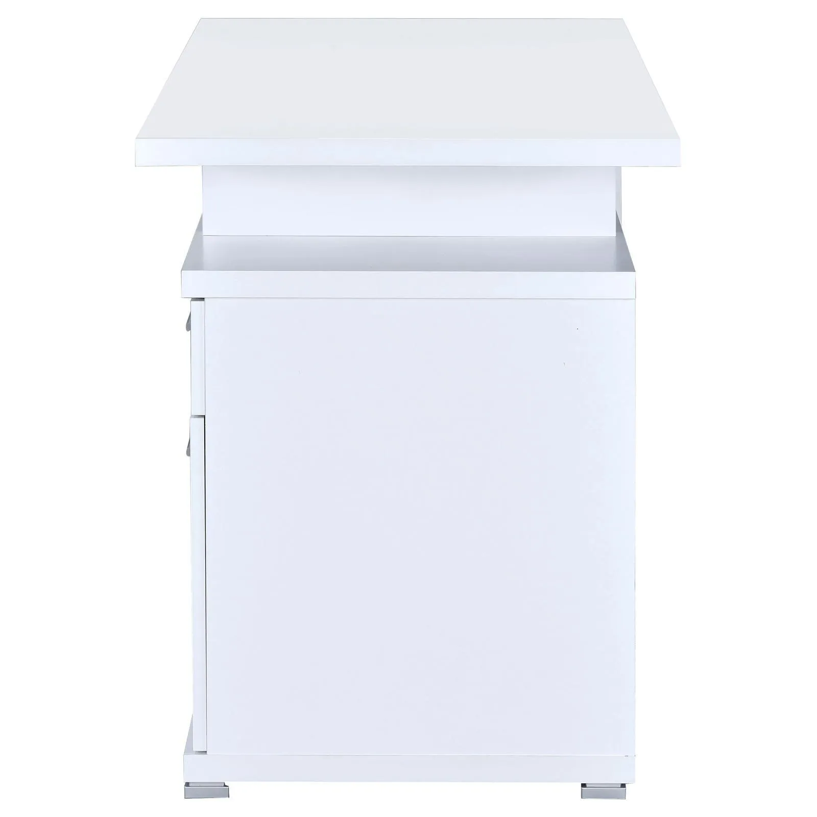 Irving White 2-Drawer Office Desk with Cabinet - Image 6