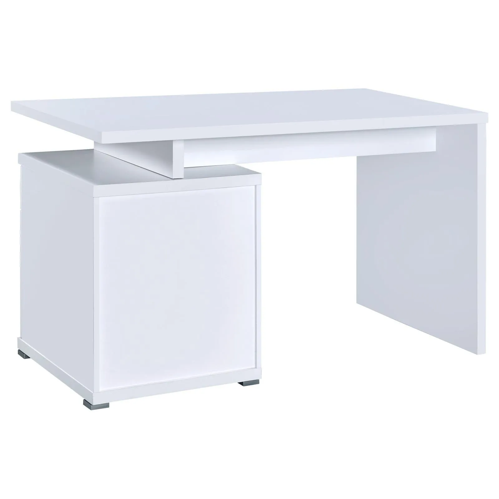 Irving White 2-Drawer Office Desk with Cabinet - Image 7