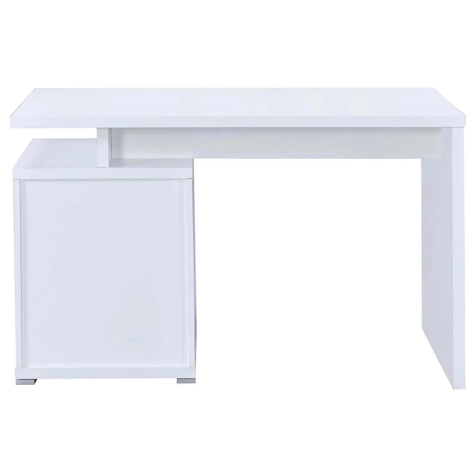 Irving White 2-Drawer Office Desk with Cabinet - Image 8