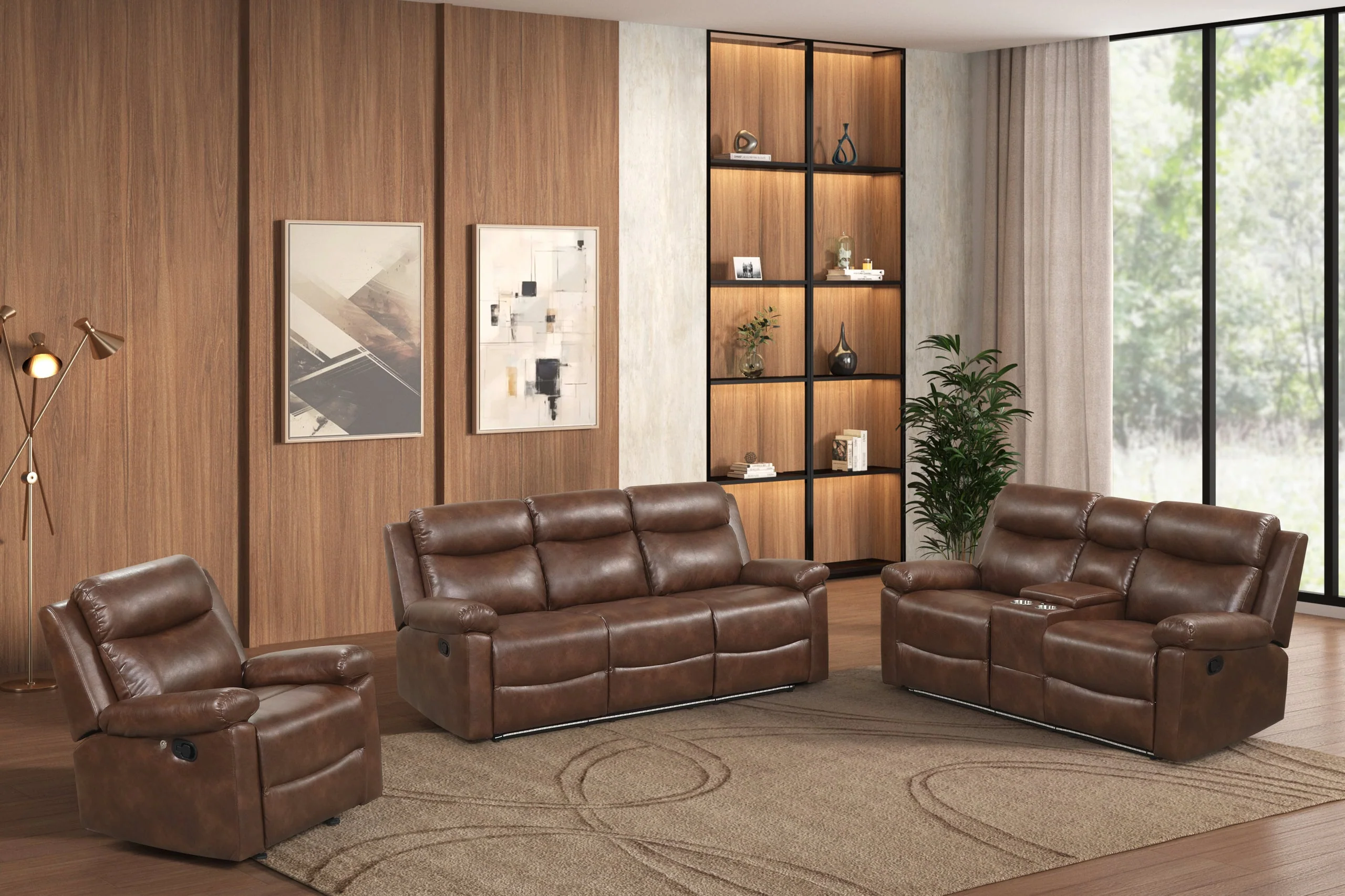 Isabel Espresso Leather Gel 3-Piece Reclining Set - Image 2