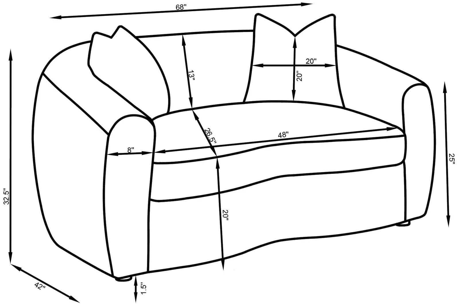Isabella White Upholstered Tight Back Loveseat - Image 11