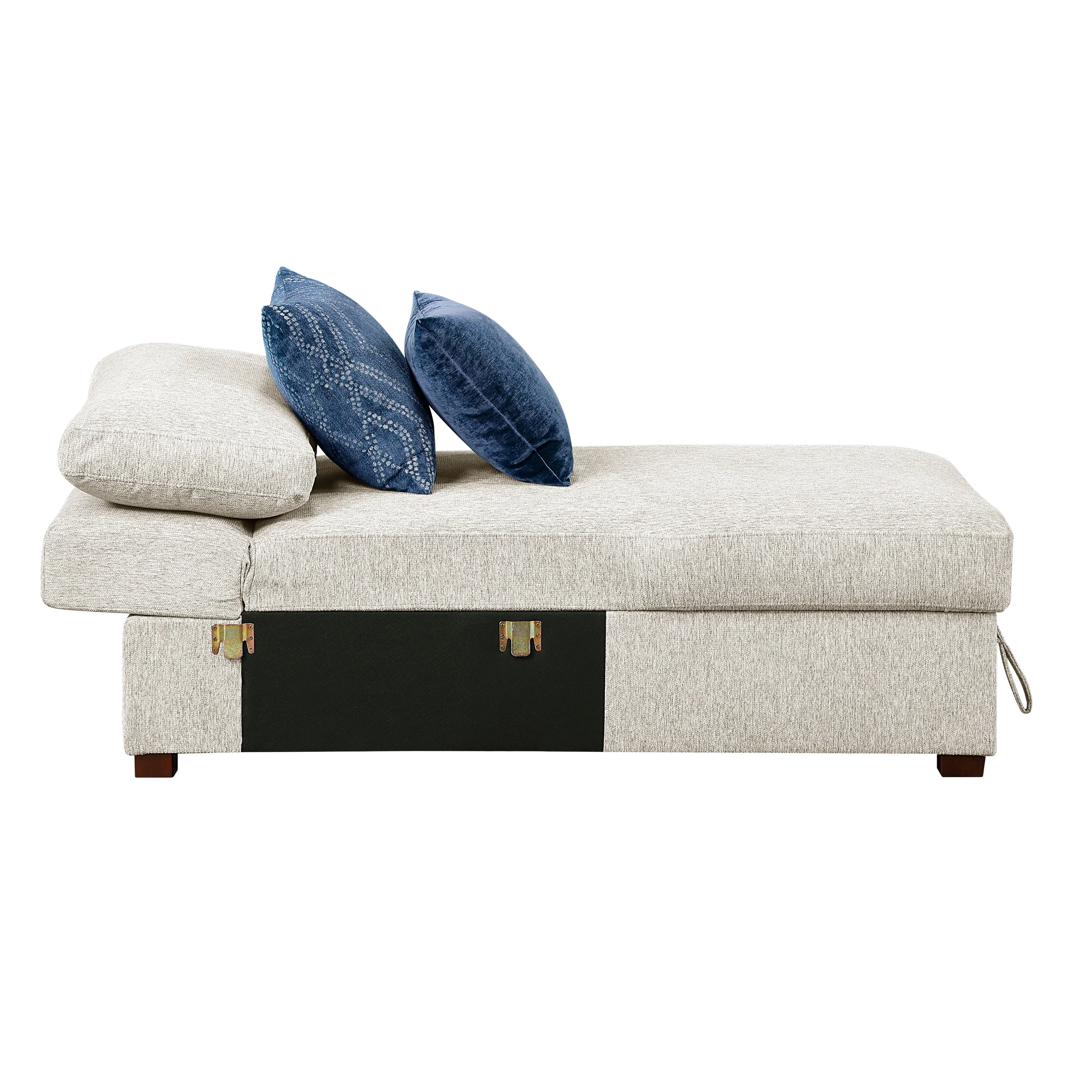 Isla Beige Chaise Lounge with Arms and Hidden Storage, Click Motion Back - Image 10