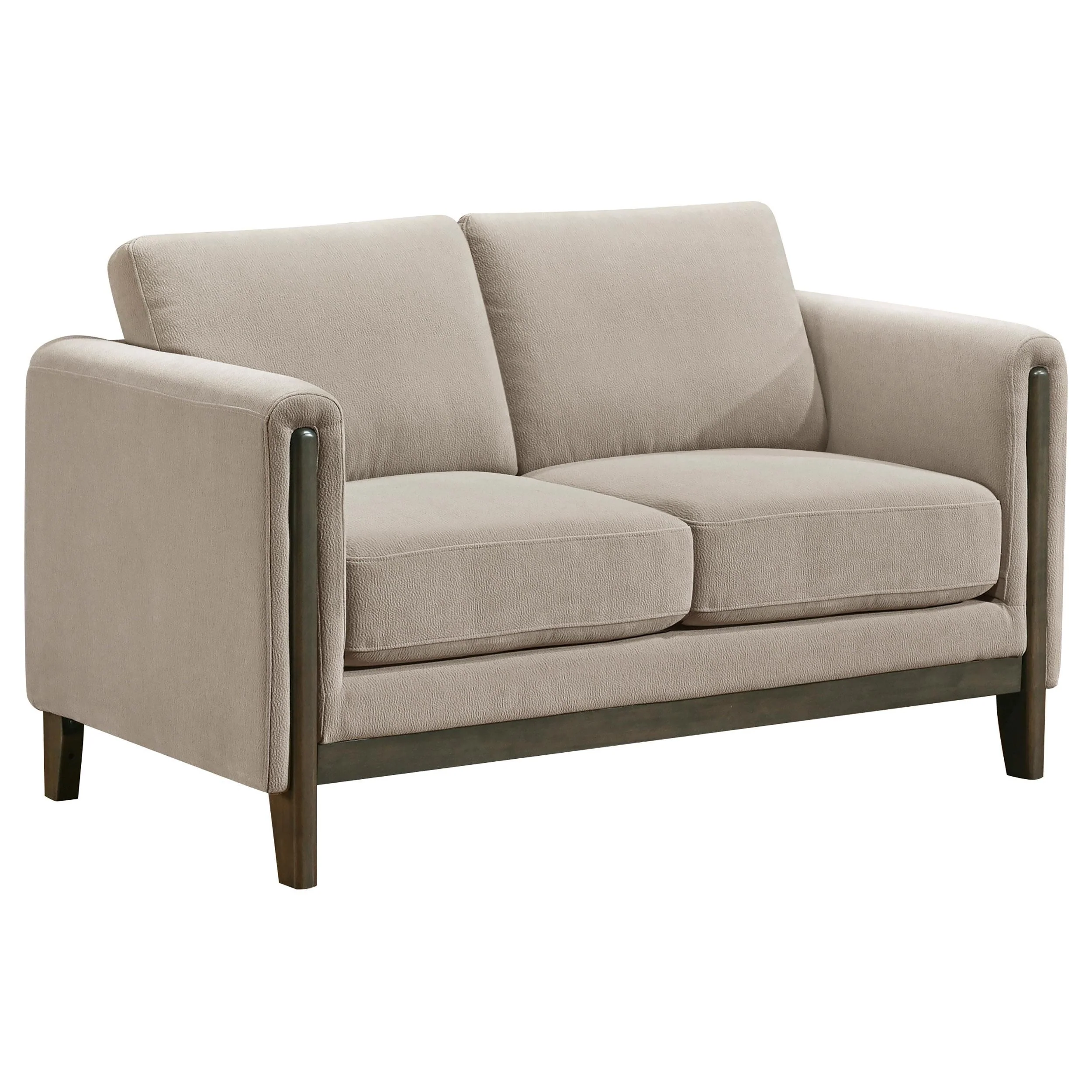 Islington Taupe Fabric Upholstered Panel Arm Loveseat
