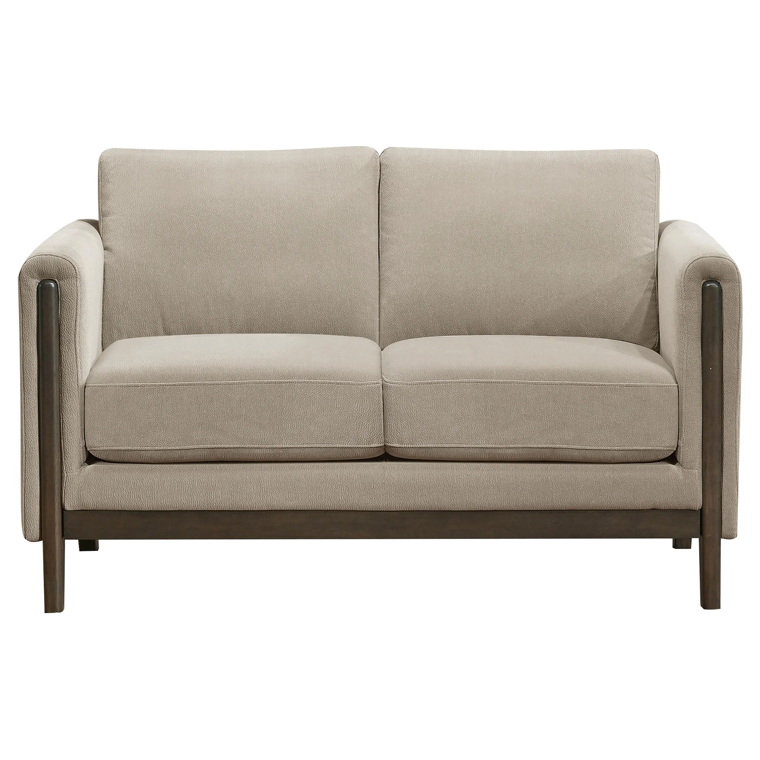 Islington Taupe Fabric Upholstered Panel Arm Loveseat - Image 2