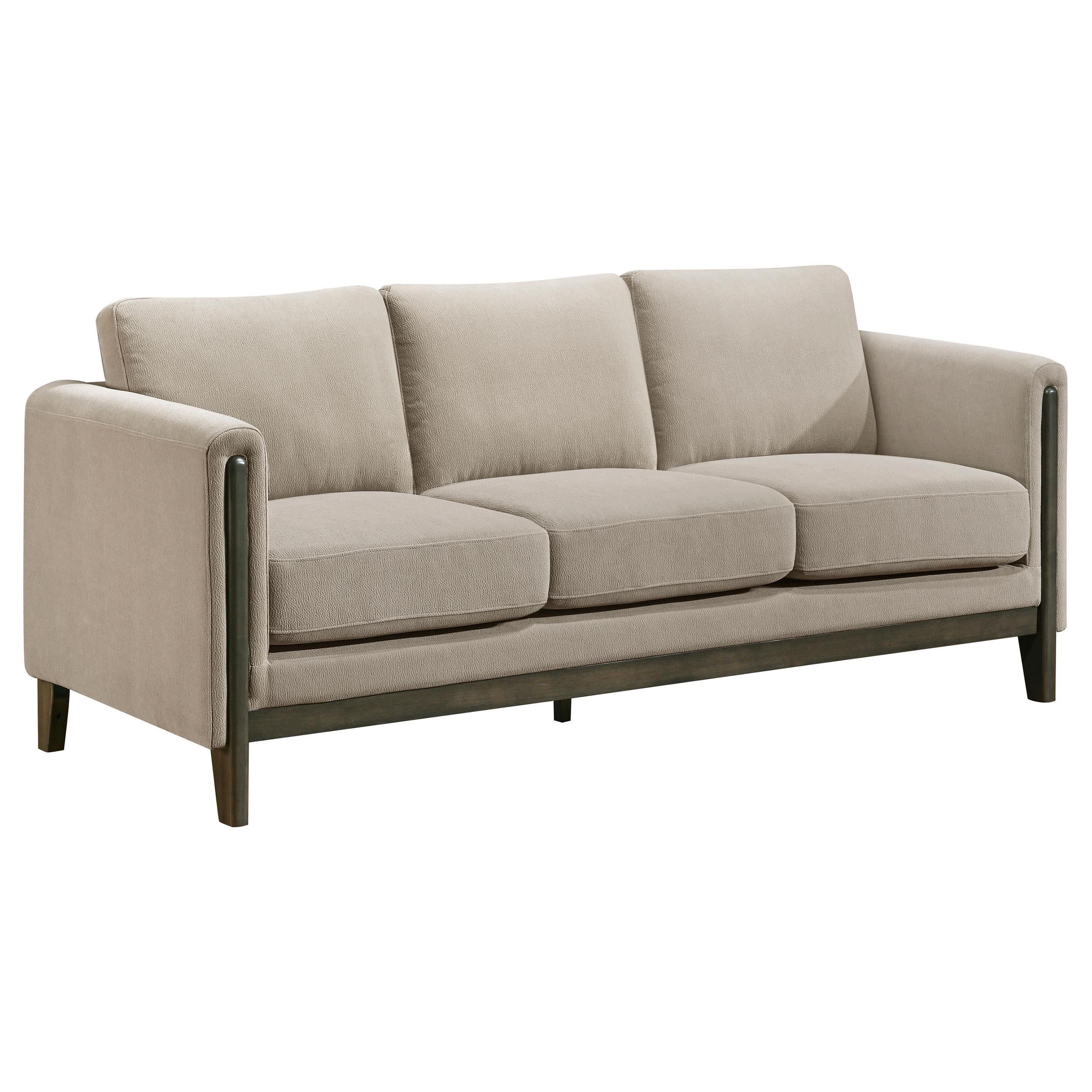 Islington Taupe Fabric Upholstered Panel Arm Sofa - Image 2