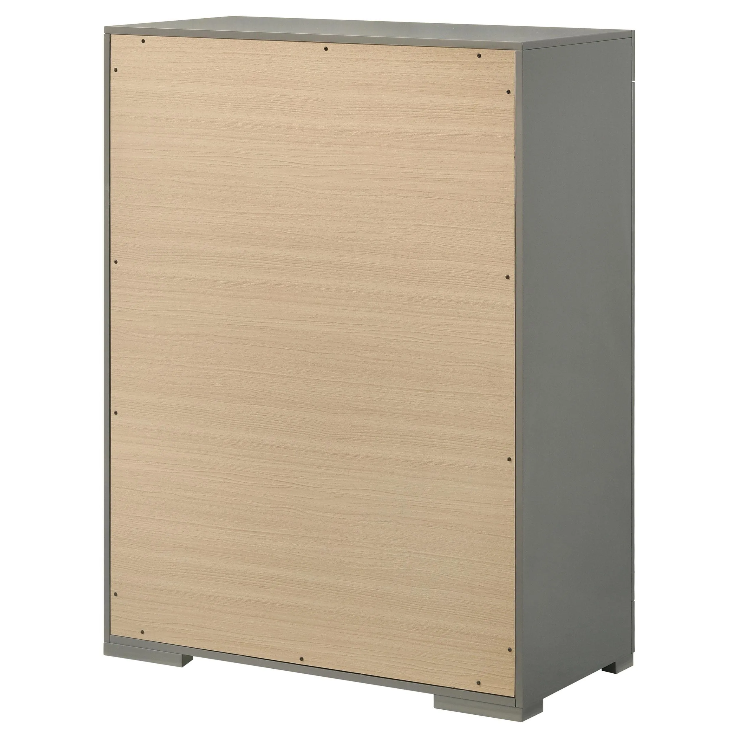 Ives 5-drawer Bedroom Chest of Drawers Grey High Gloss - Image 8