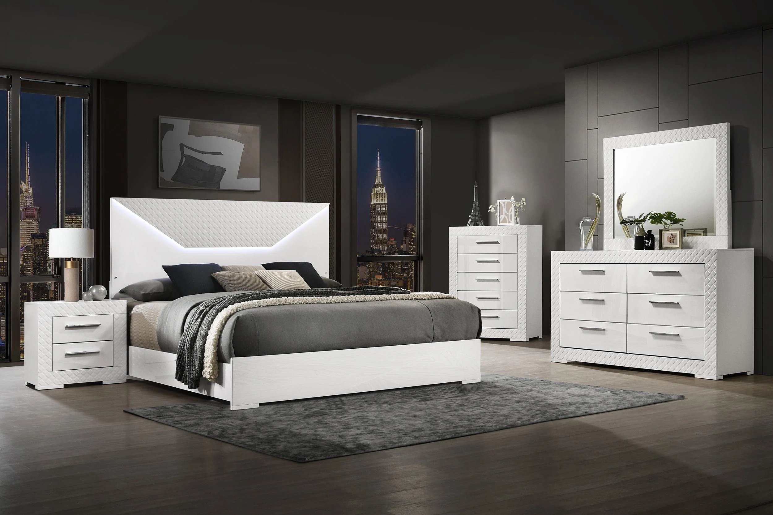 Ives 5-drawer Bedroom Chest of Drawers White High Gloss - Image 12