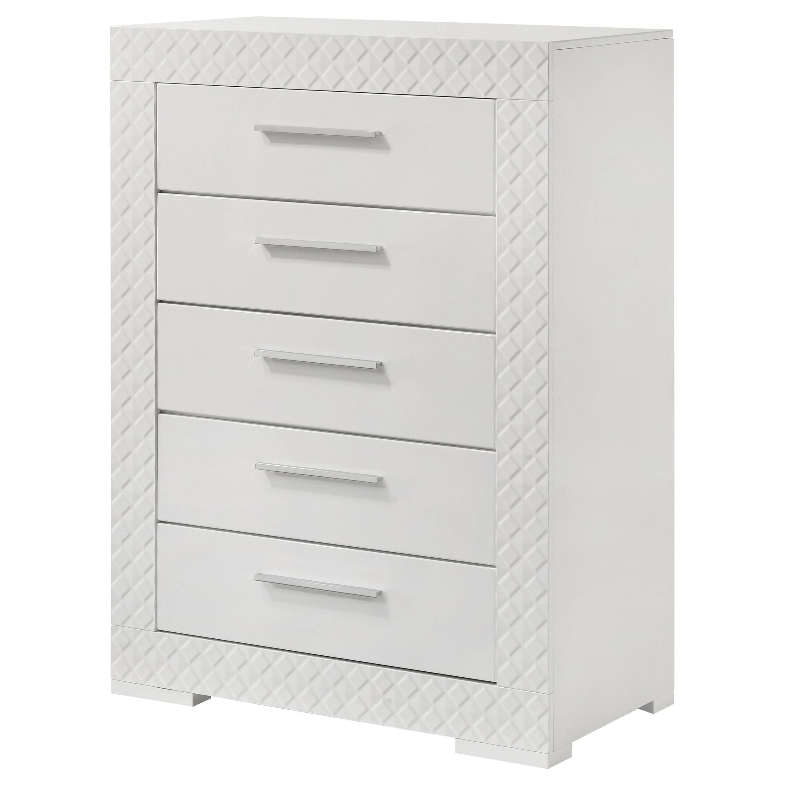 Ives 5-drawer Bedroom Chest of Drawers White High Gloss - Image 3