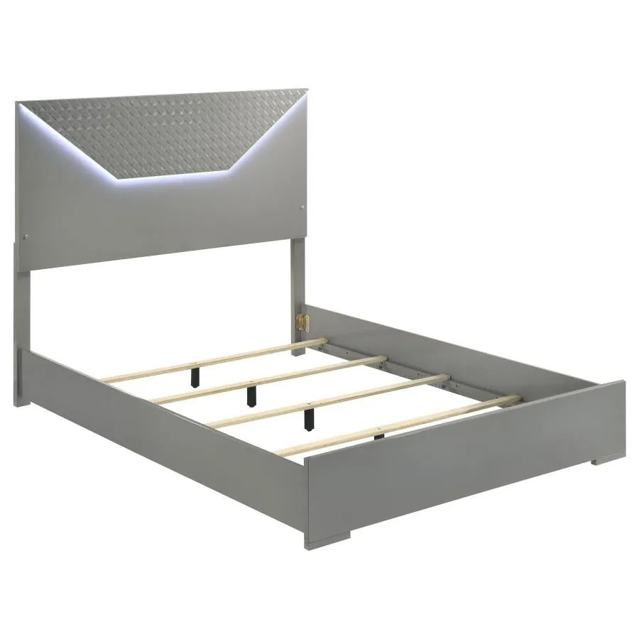Ives Grey High Gloss 5-Piece Queen Bedroom Set - Image 3