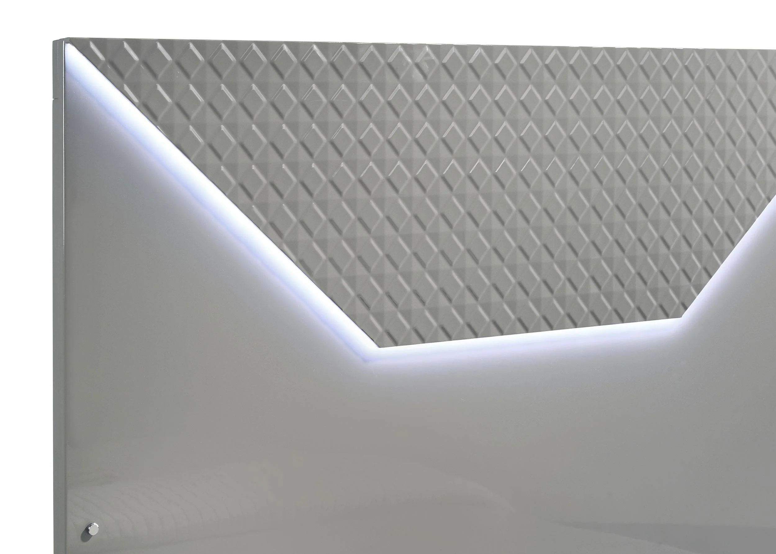 Ives Grey High Gloss Queen Panel Bed LED Headboard - Image 6