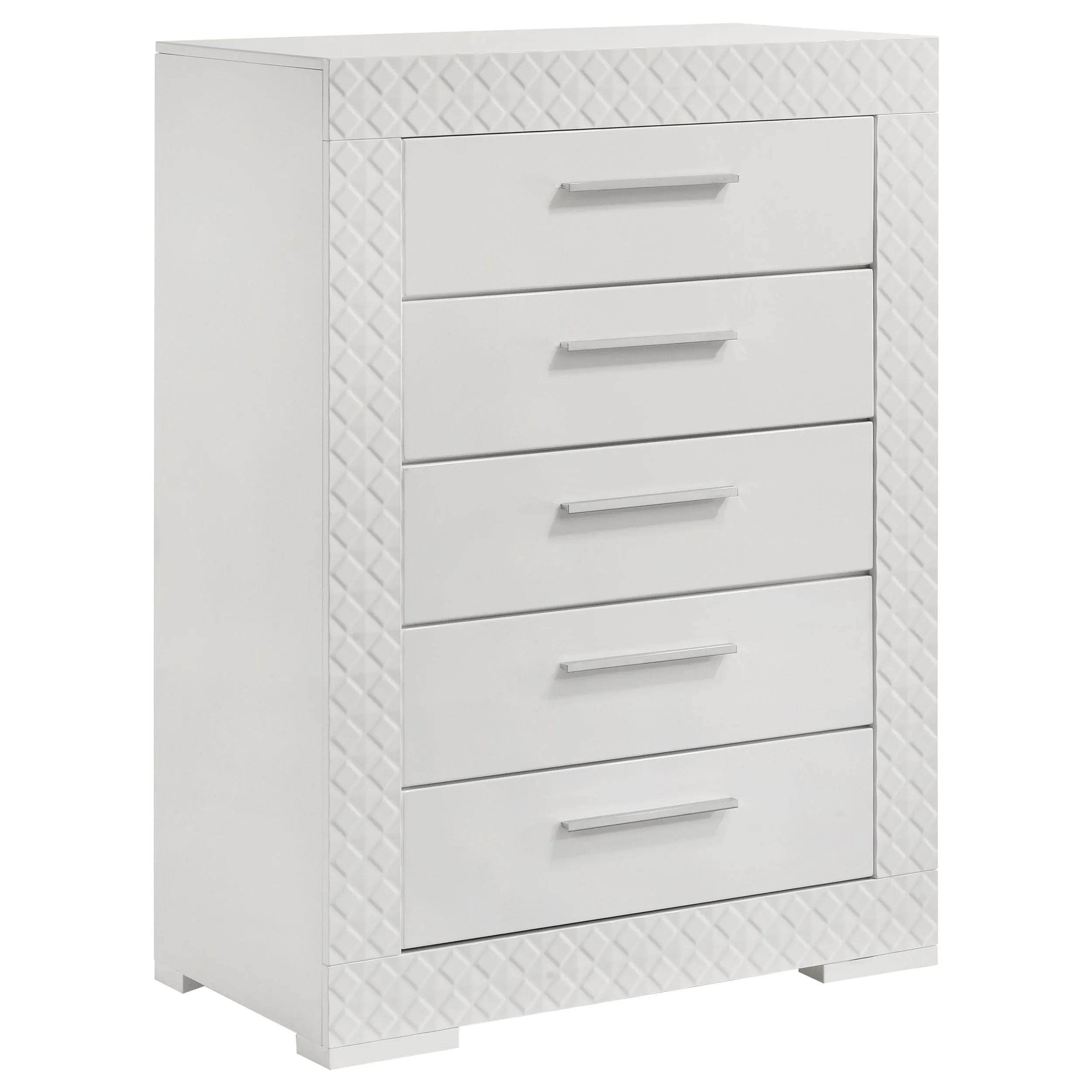 Ives White High Gloss 5-Piece Eastern King Bedroom Set - Image 11
